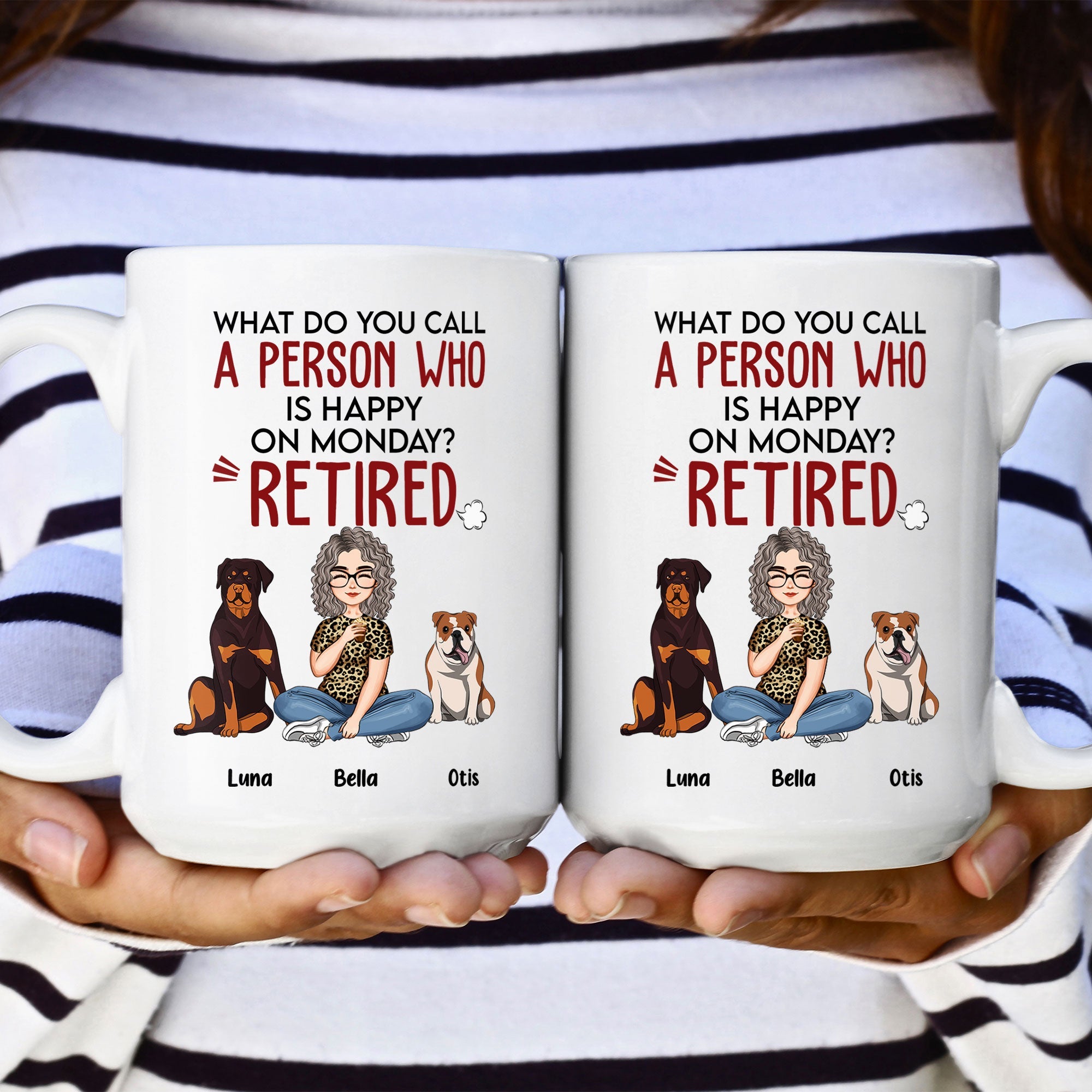 What Do You Call A Person Who Is Happy On Monday? Retired! - Personalized Mug