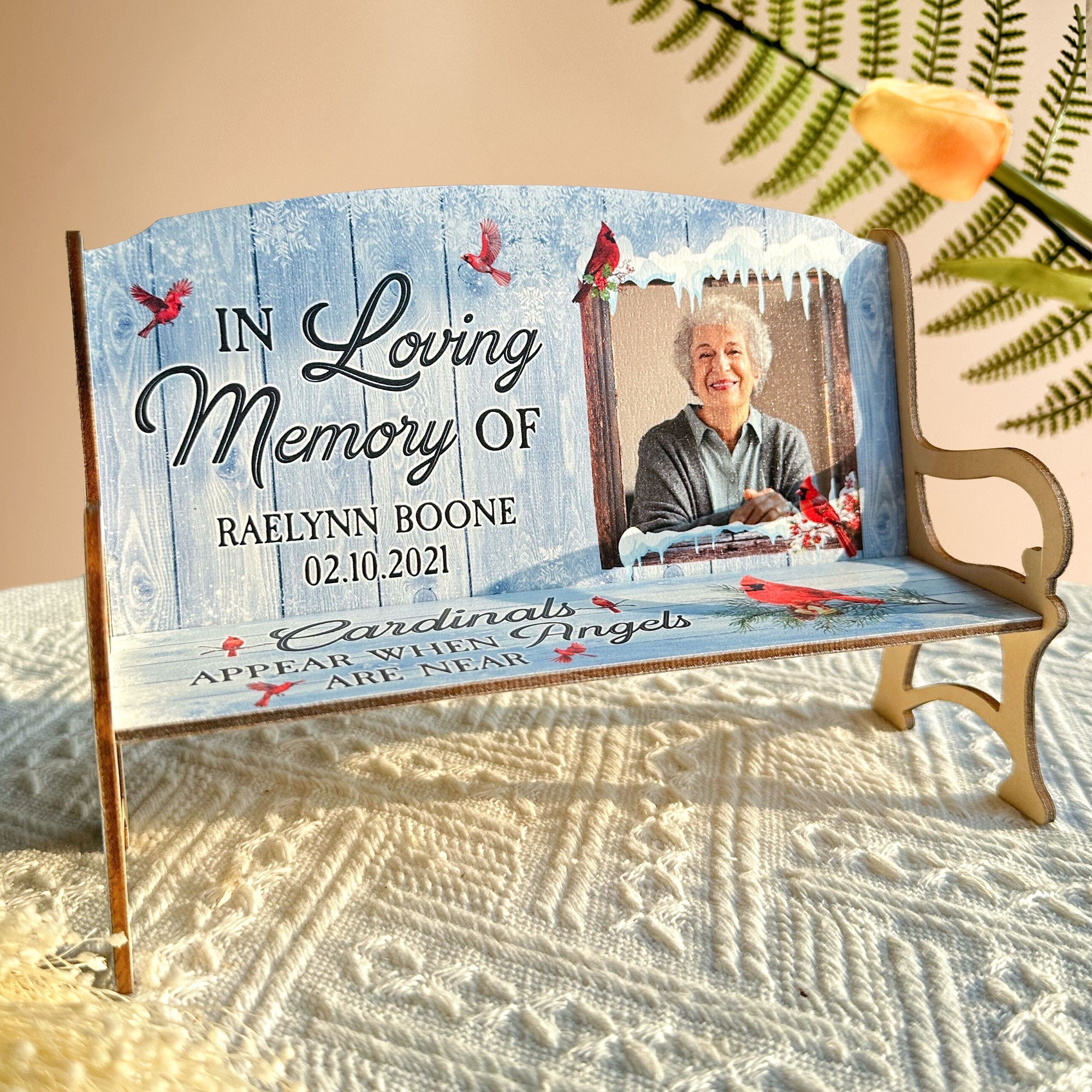 When Angels Are Near - Personalized Photo Memorial Bench