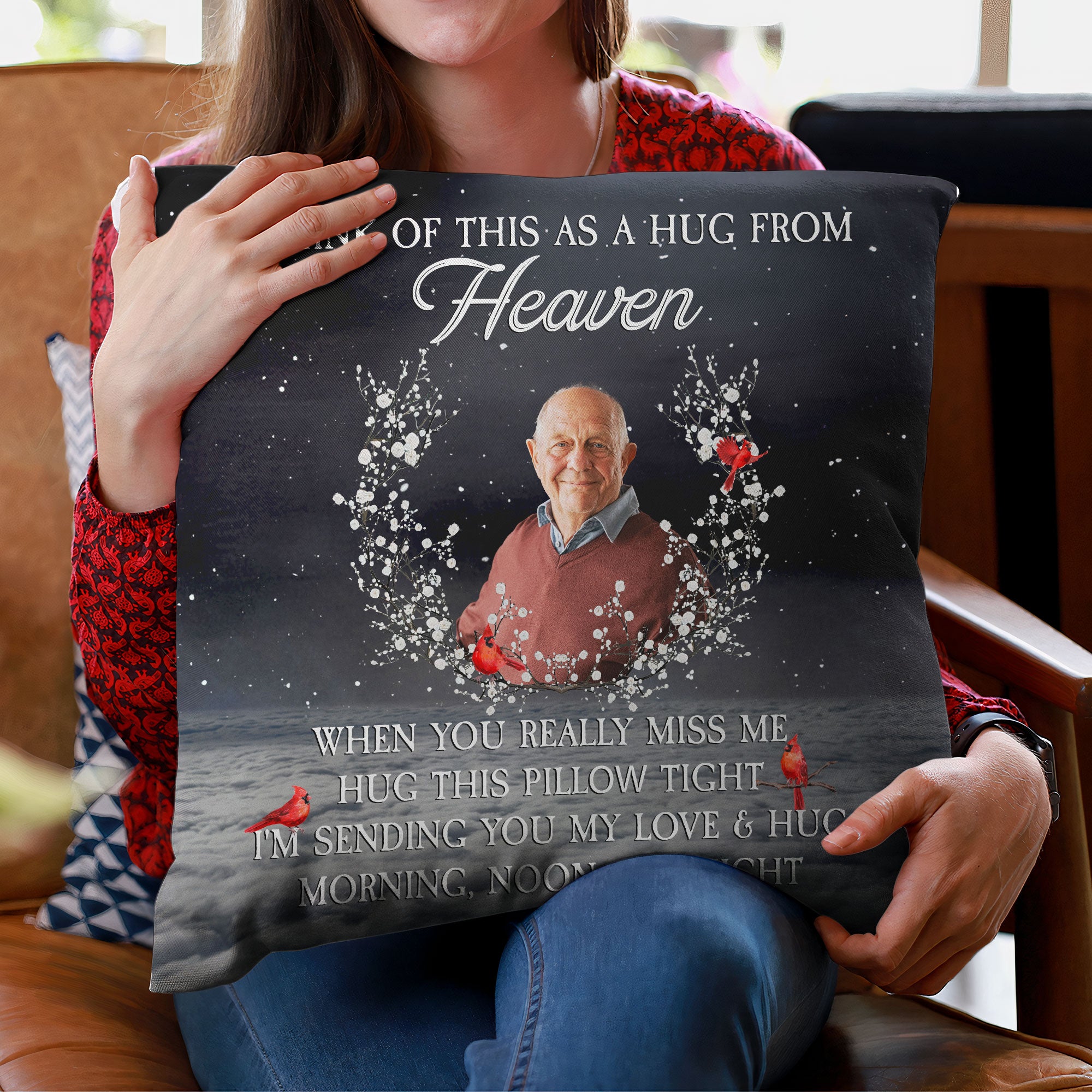 When You Miss Me Hug This Pillow - Personalized Photo Pillow (Insert Included)