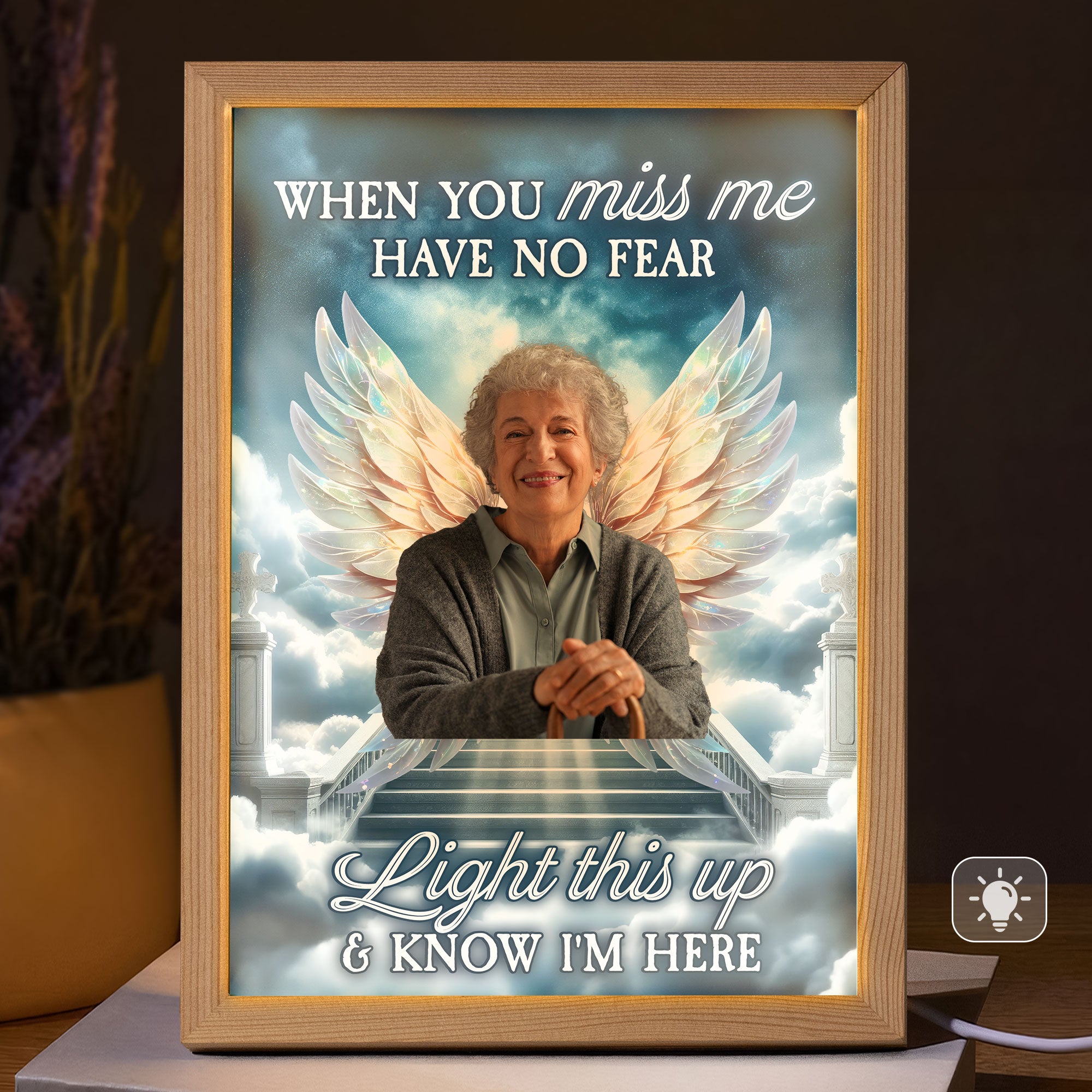 When You Miss Me Light This Up - Personalized Photo Light Up Picture Frame