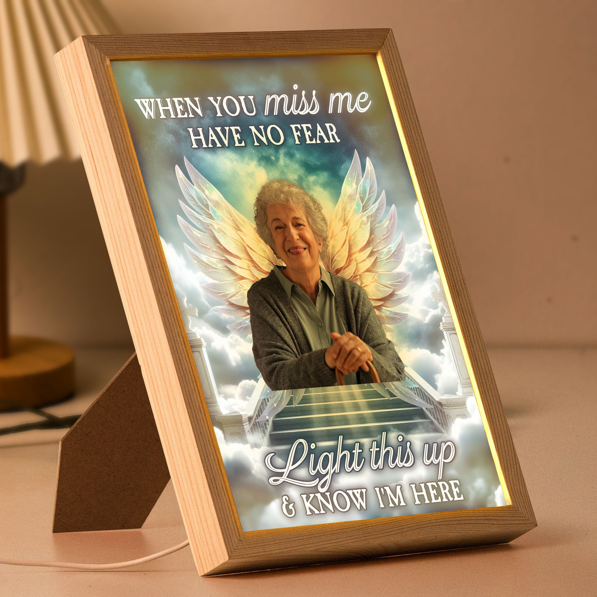 When You Miss Me Light This Up - Personalized Photo Light Up Picture Frame