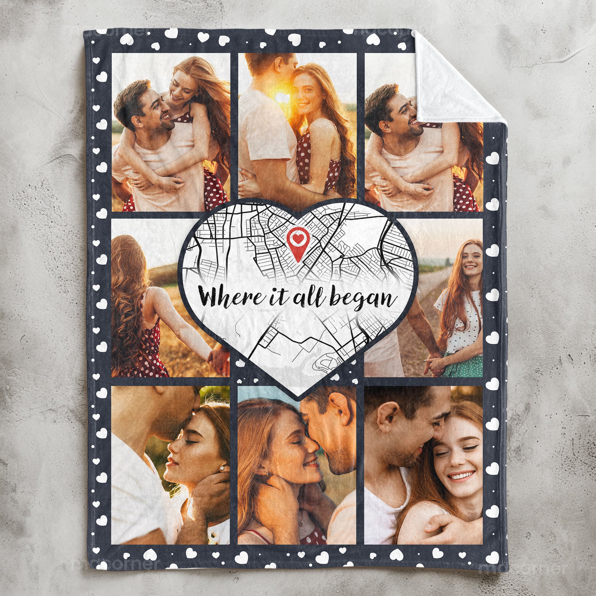 Where It All Began Location Map - Personalized Photo Blanket