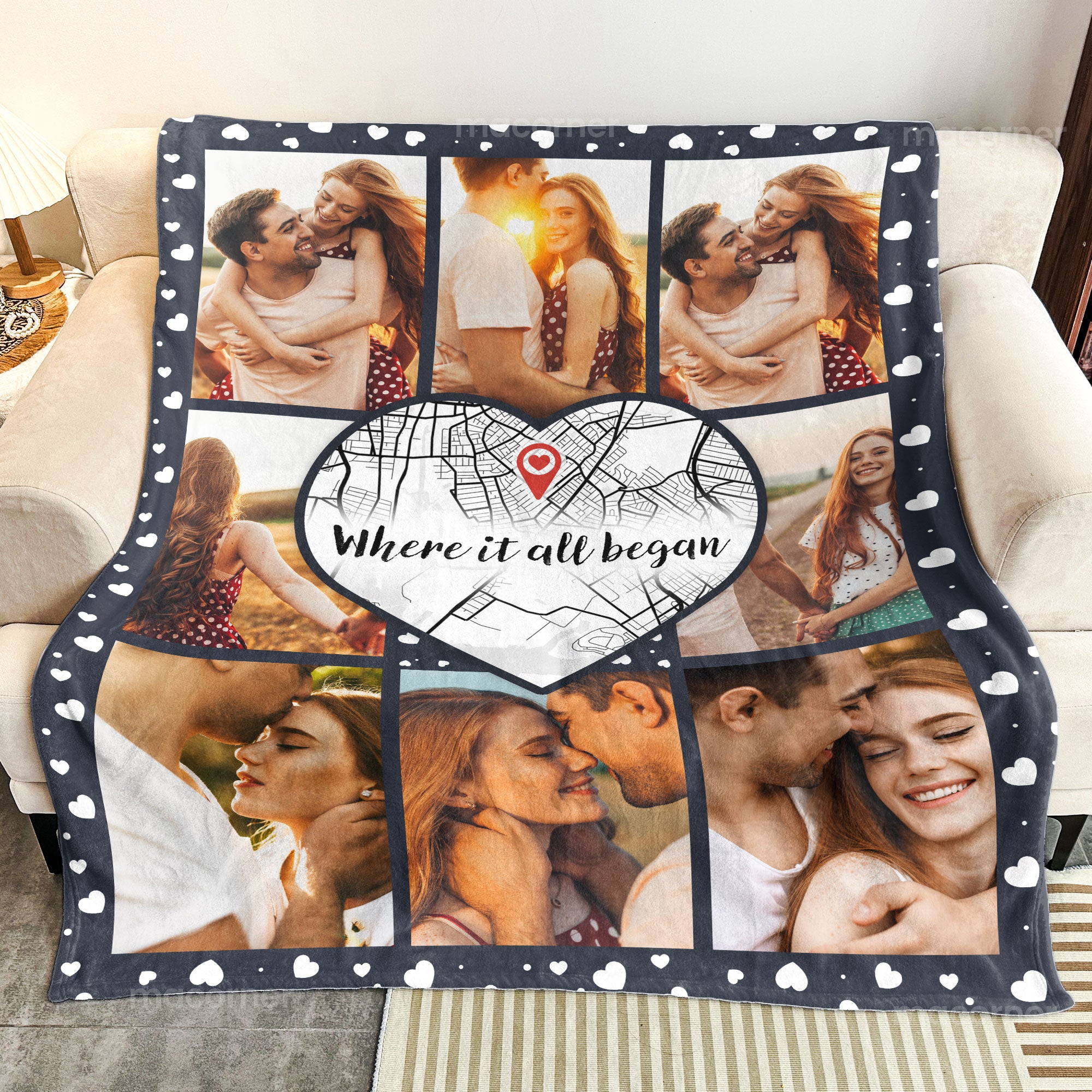 Where It All Began Location Map - Personalized Photo Blanket