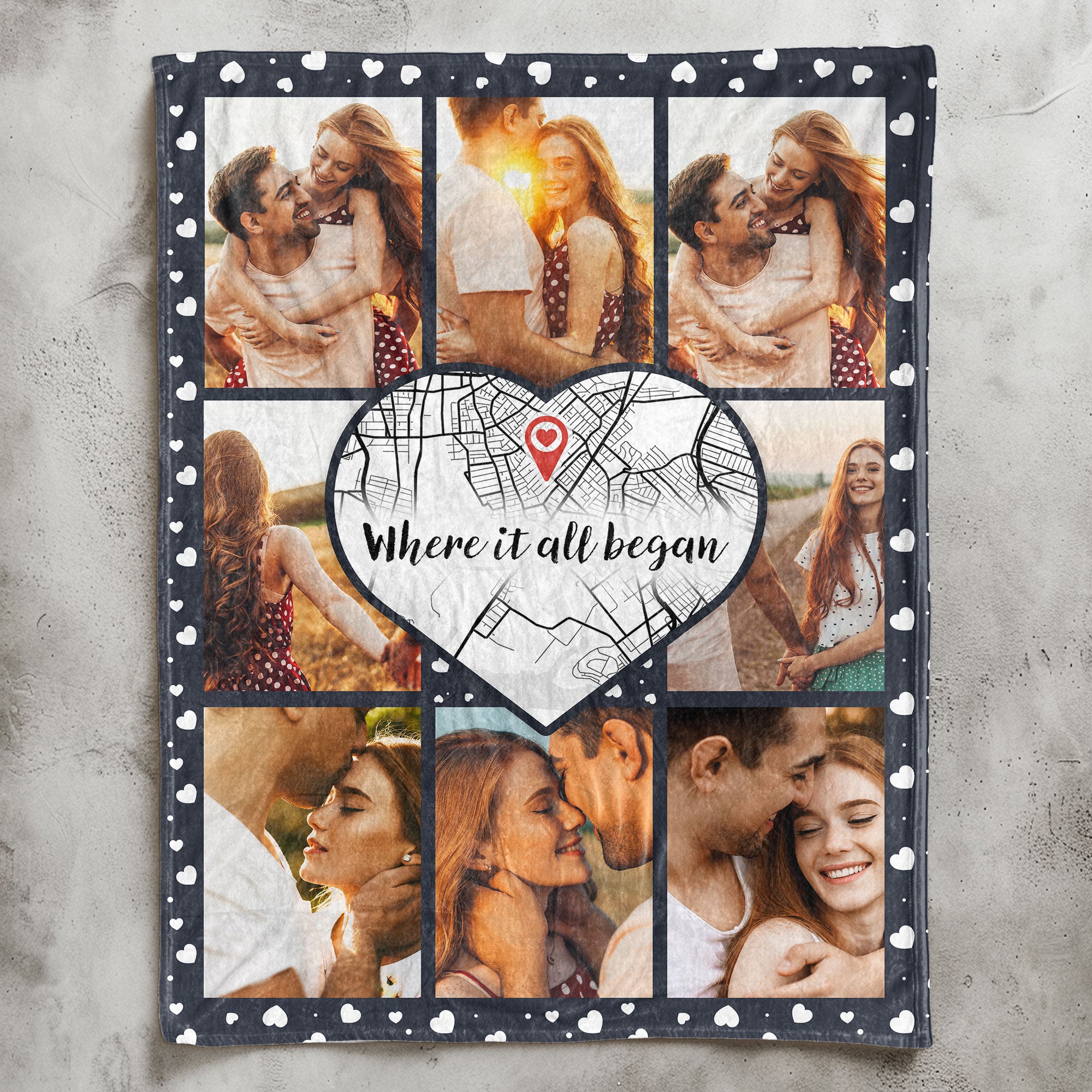 Where It All Began Location Map - Personalized Photo Blanket