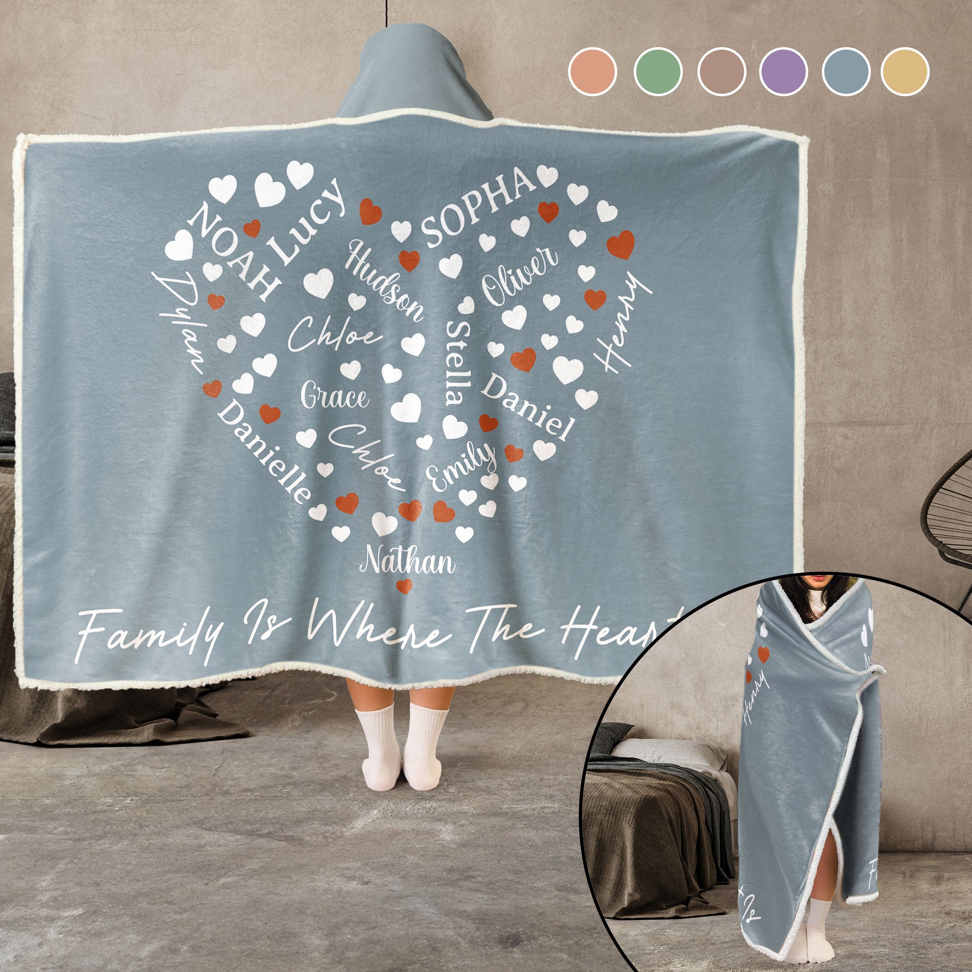 Where The Heart Is - Personalized Wearable Blanket Hoodie