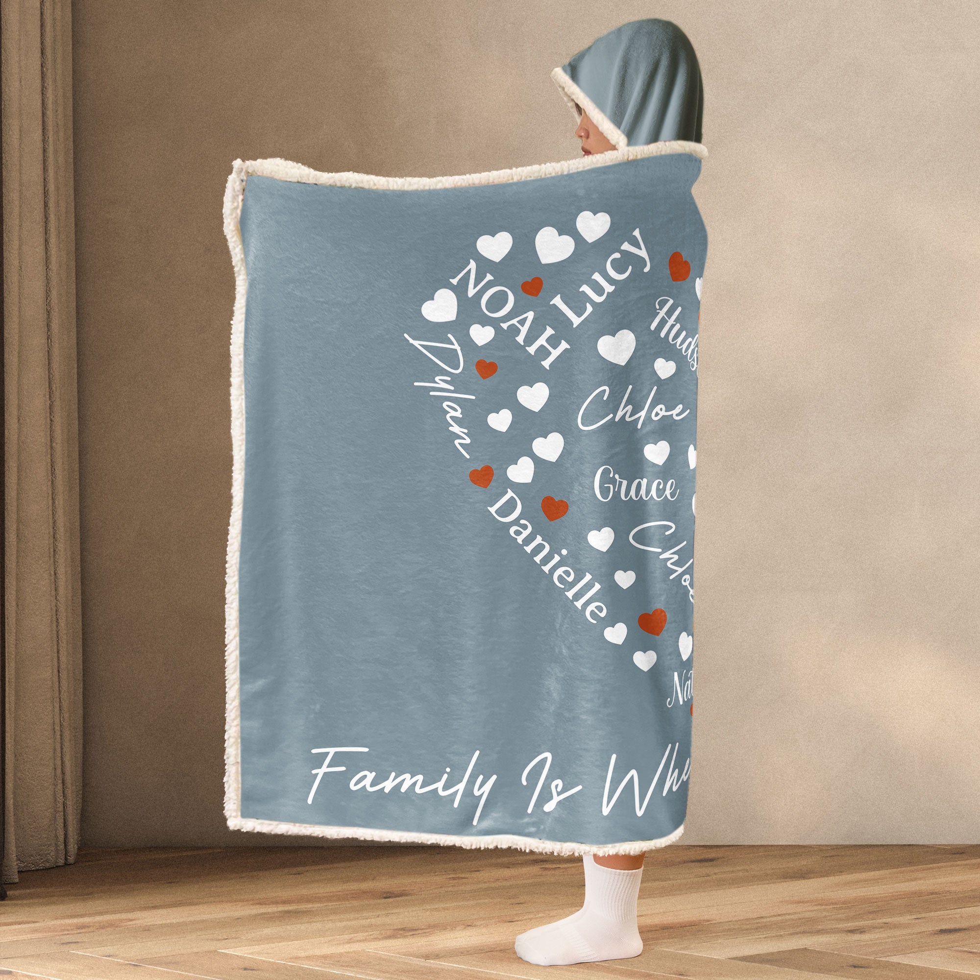 Where The Heart Is - Personalized Wearable Blanket Hoodie