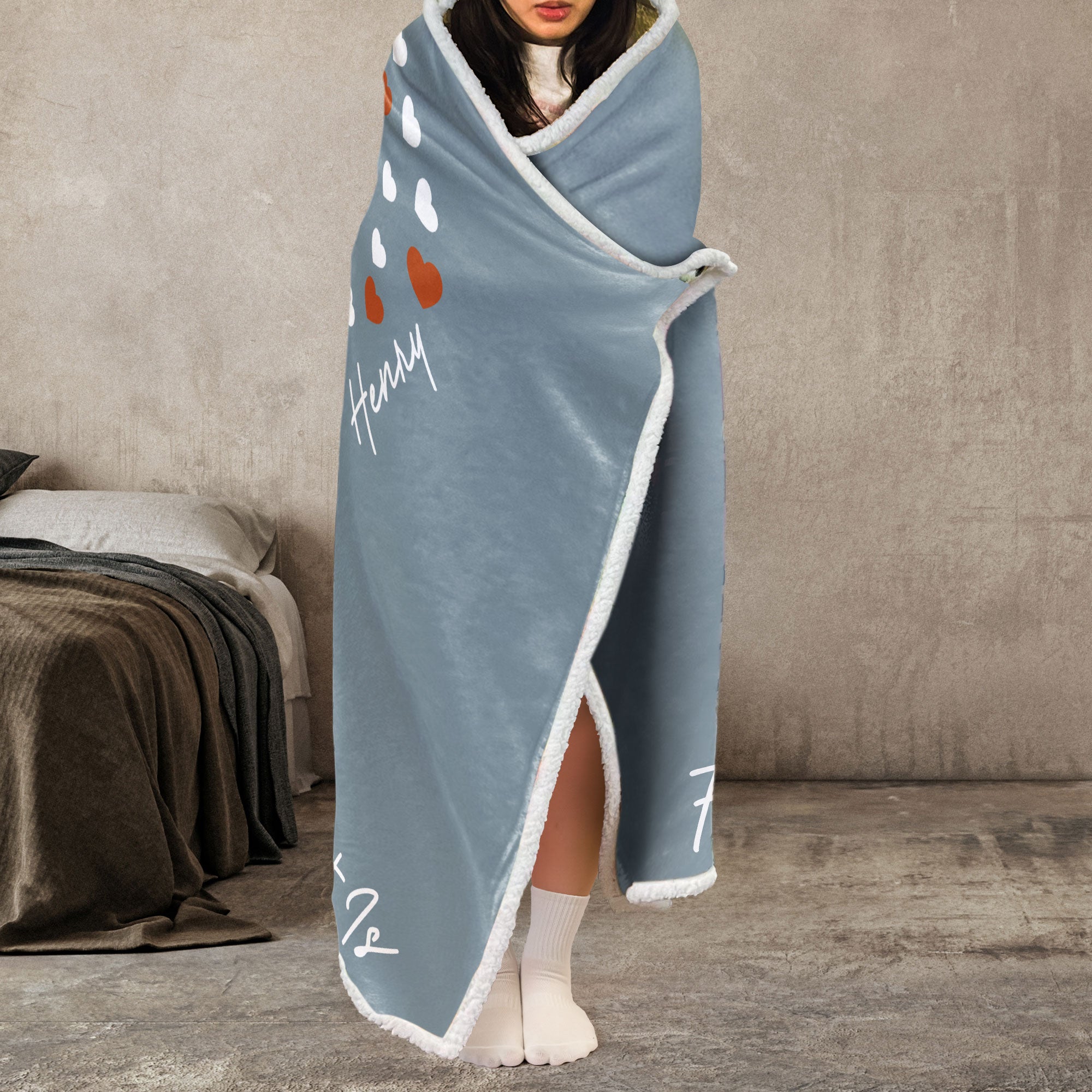 Where The Heart Is - Personalized Wearable Blanket Hoodie