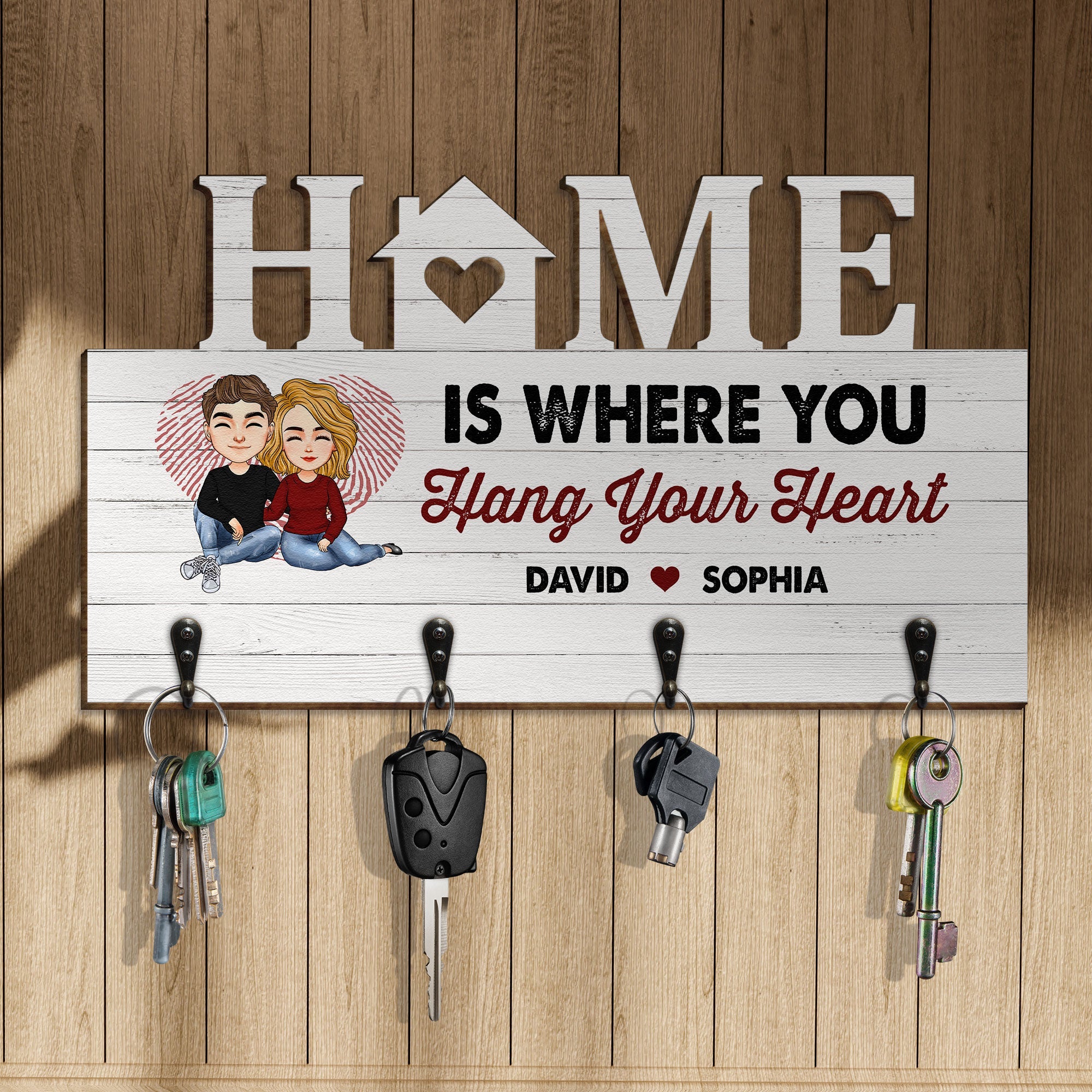 Where You Hang Your Heart - Personalized Custom Key Holder