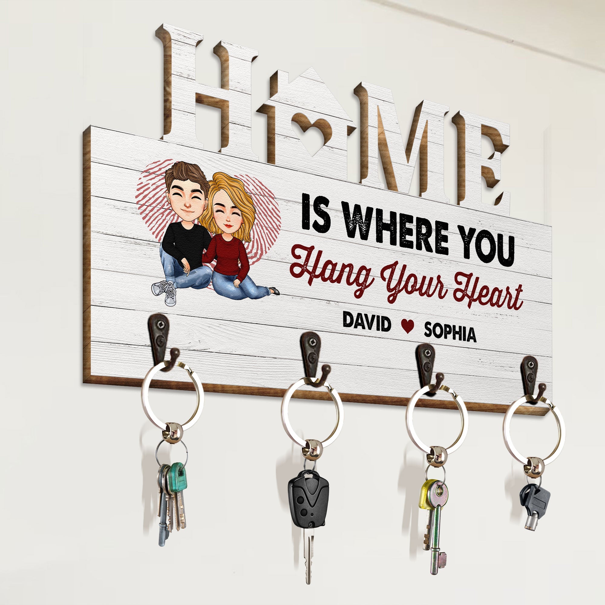 Where You Hang Your Heart - Personalized Custom Key Holder