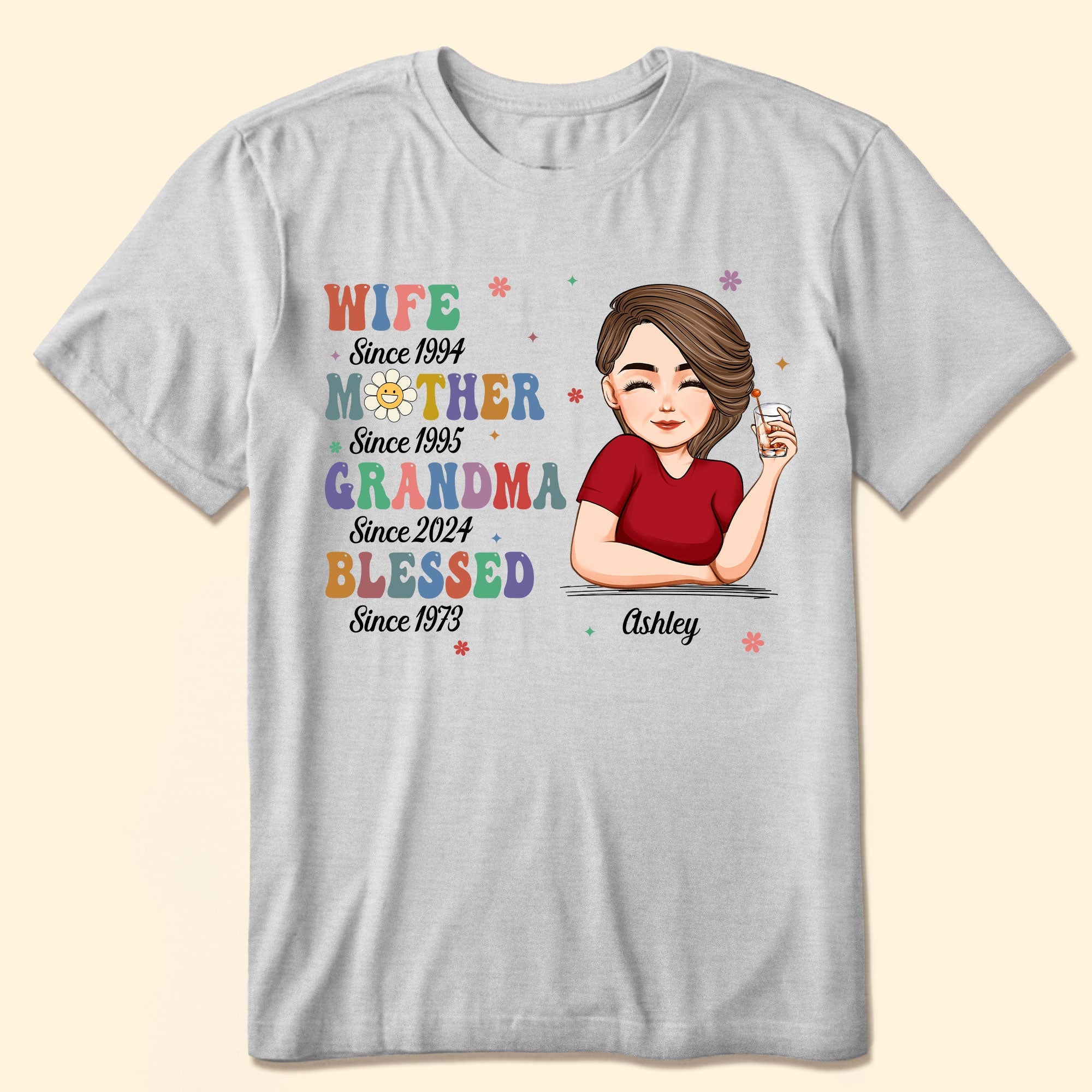 Wife Mother Grandma Blessed - Personalized Shirt