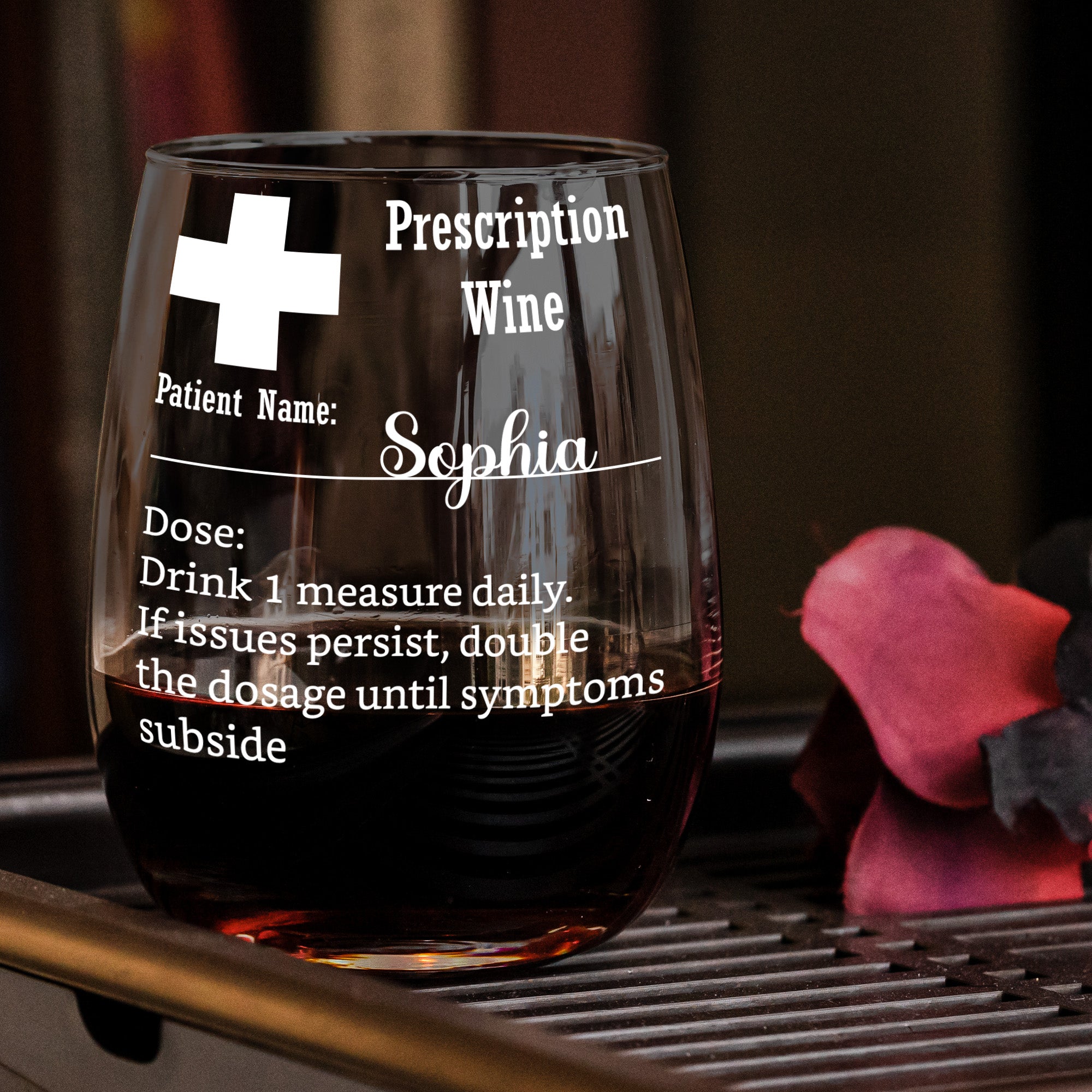 Wine Prescription - Personalized Stemless Wine Glass