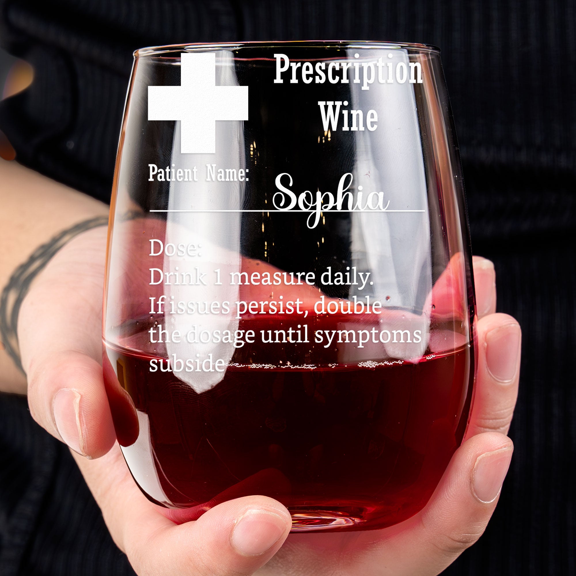 Wine Prescription - Personalized Stemless Wine Glass