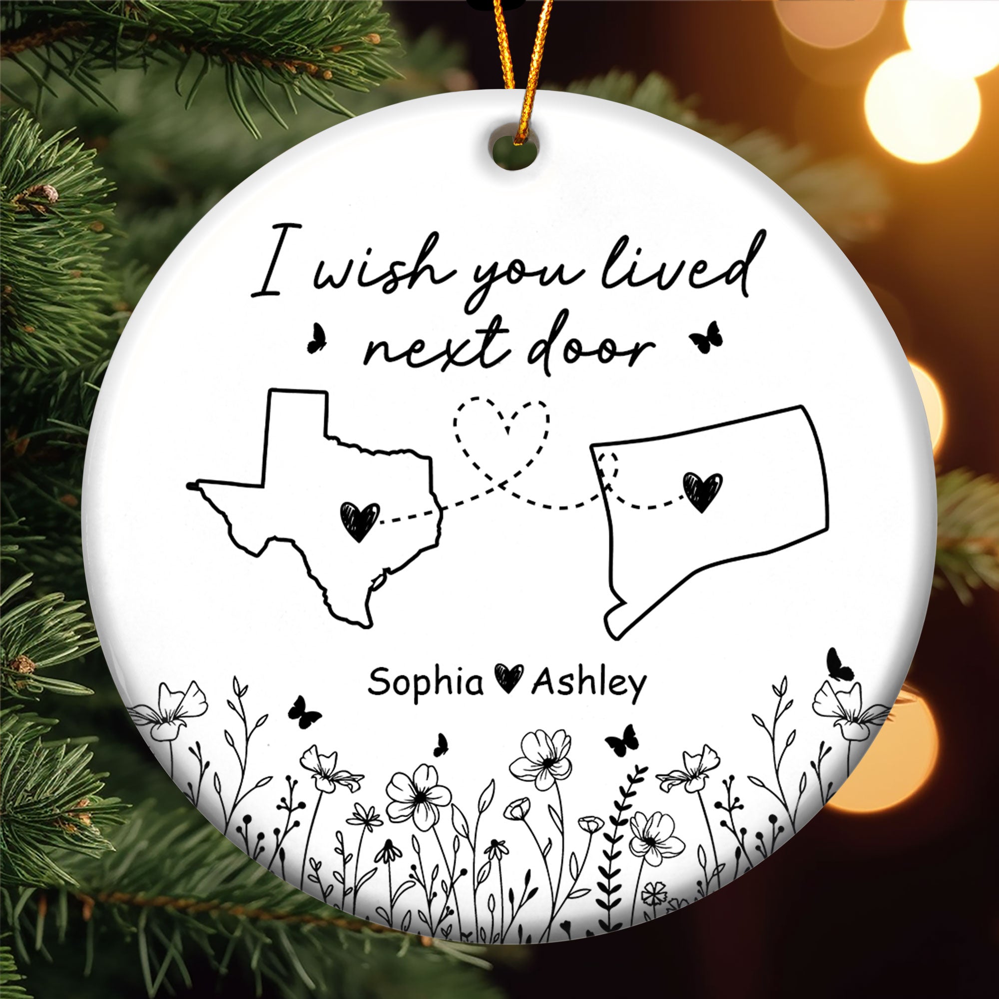 Wish You Lived Next Door - Personalized Ceramic Ornament