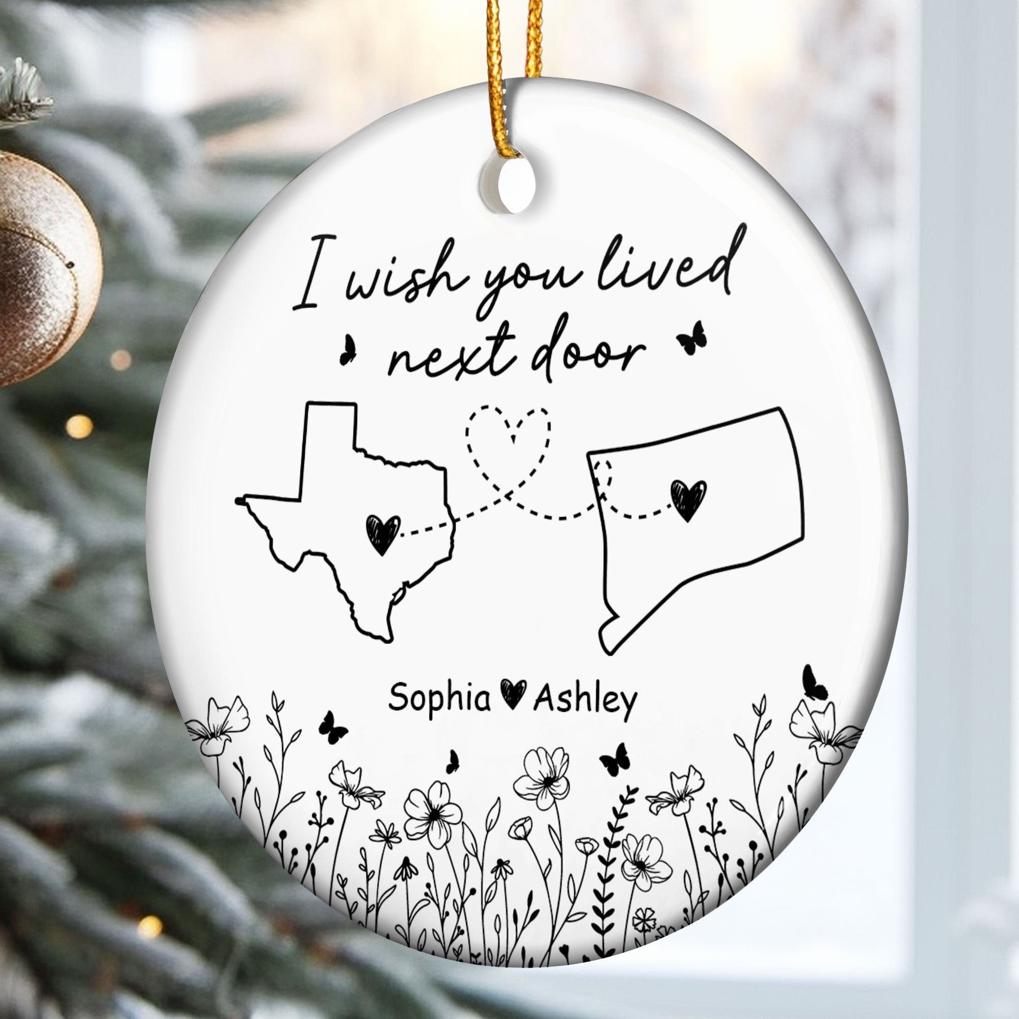 Wish You Lived Next Door - Personalized Ceramic Ornament