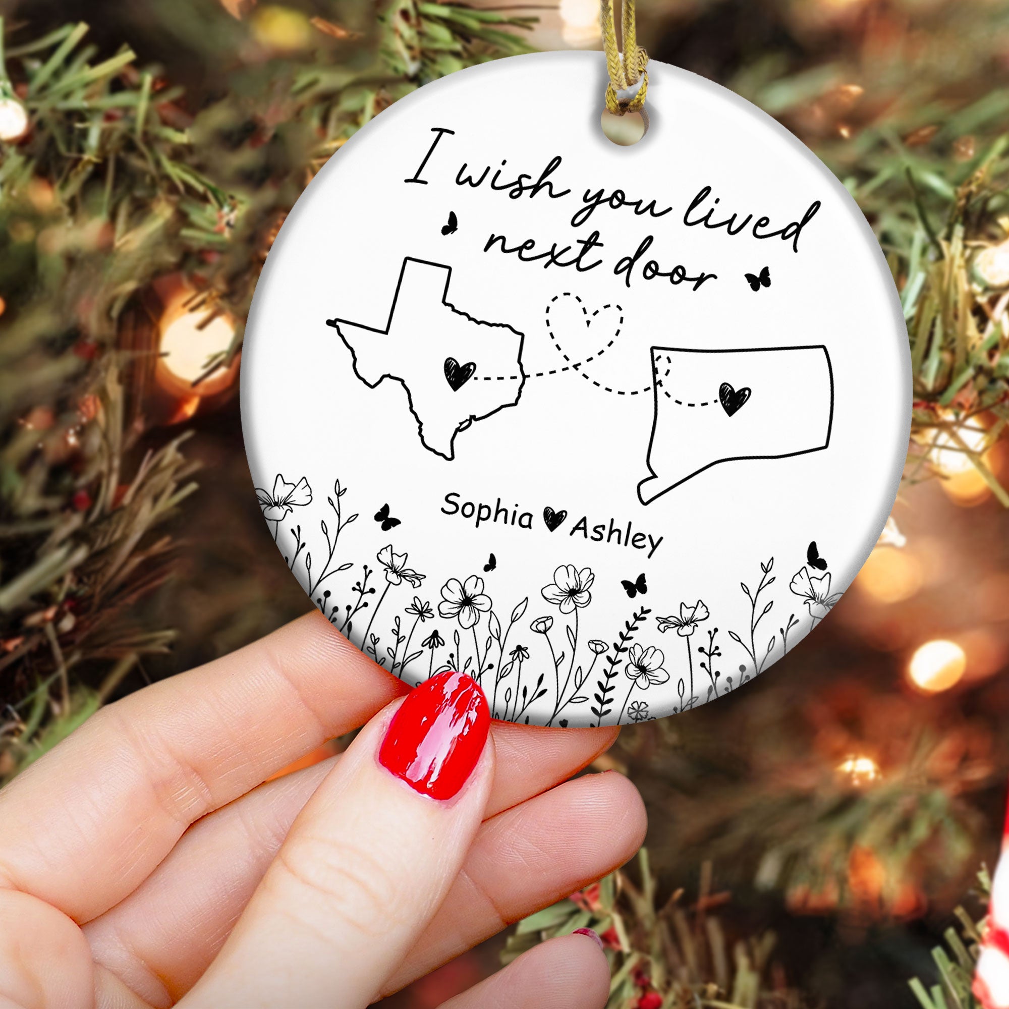 Wish You Lived Next Door - Personalized Ceramic Ornament