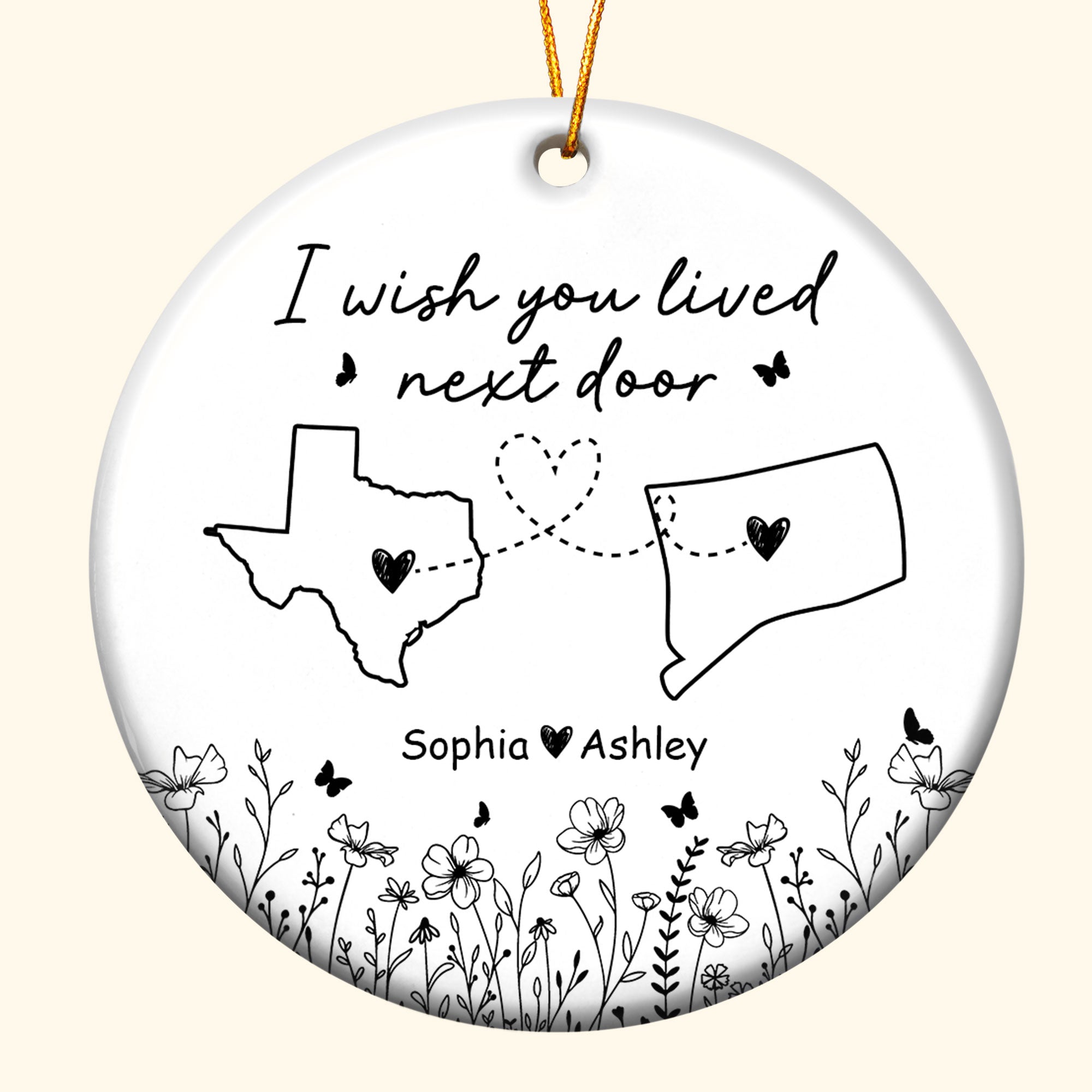 Wish You Lived Next Door - Personalized Ceramic Ornament