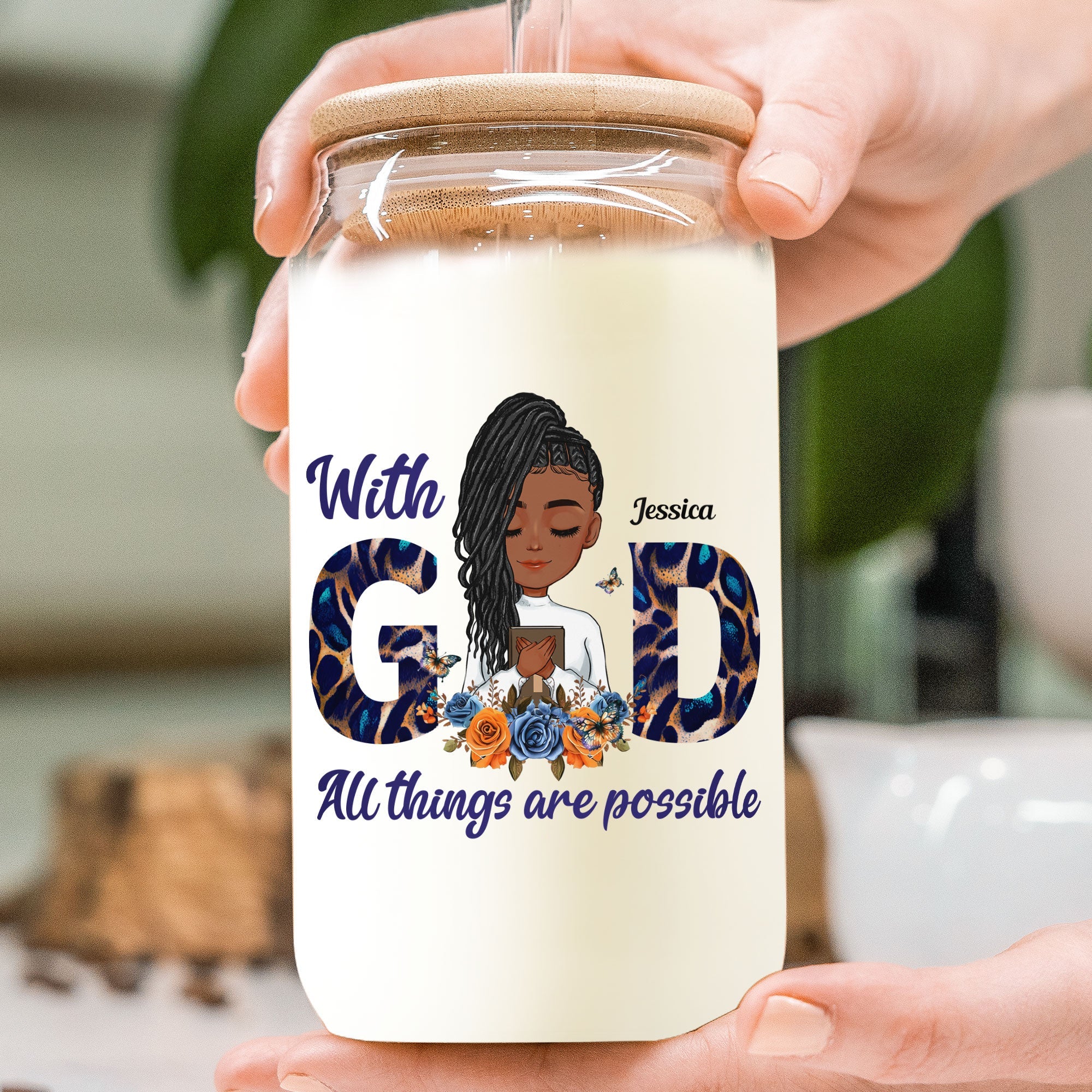 With God All Things Are Possible - Personalized Clear Glass Cup