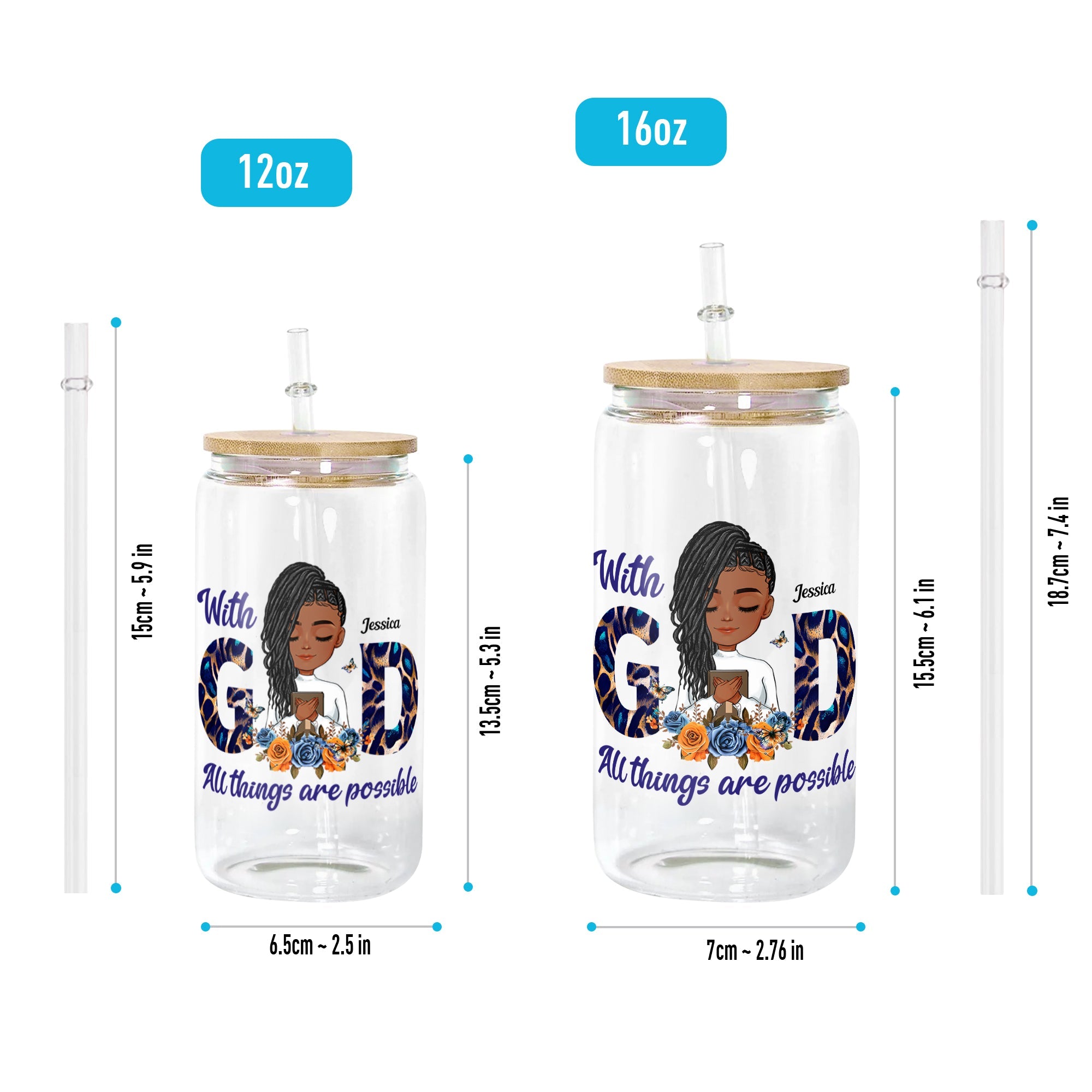 With God All Things Are Possible - Personalized Clear Glass Cup