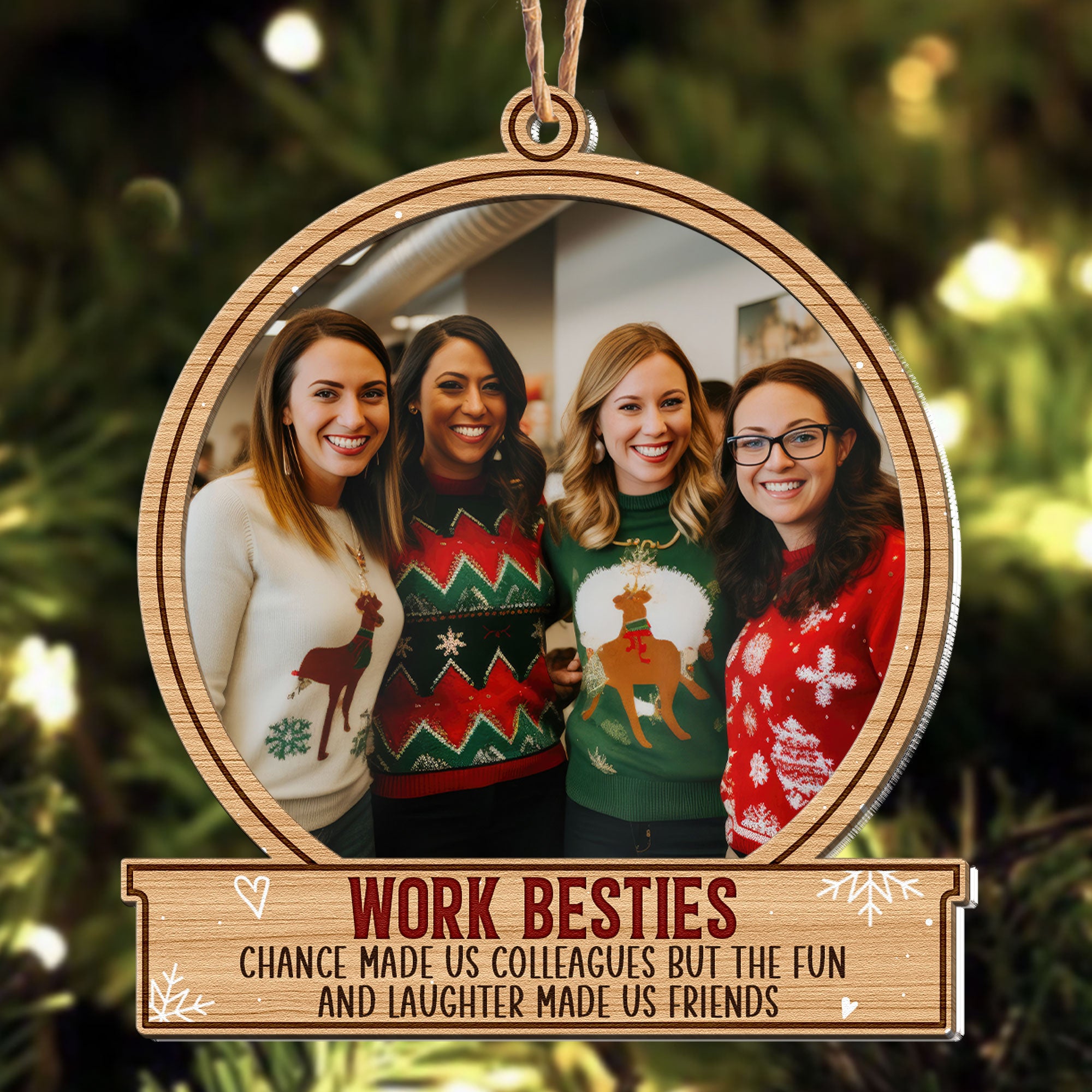 Work Besties - Personalized Wood And Acrylic Ornament