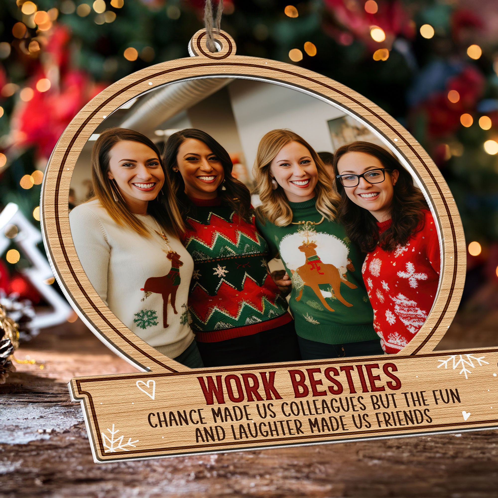 Work Besties - Personalized Wood And Acrylic Ornament