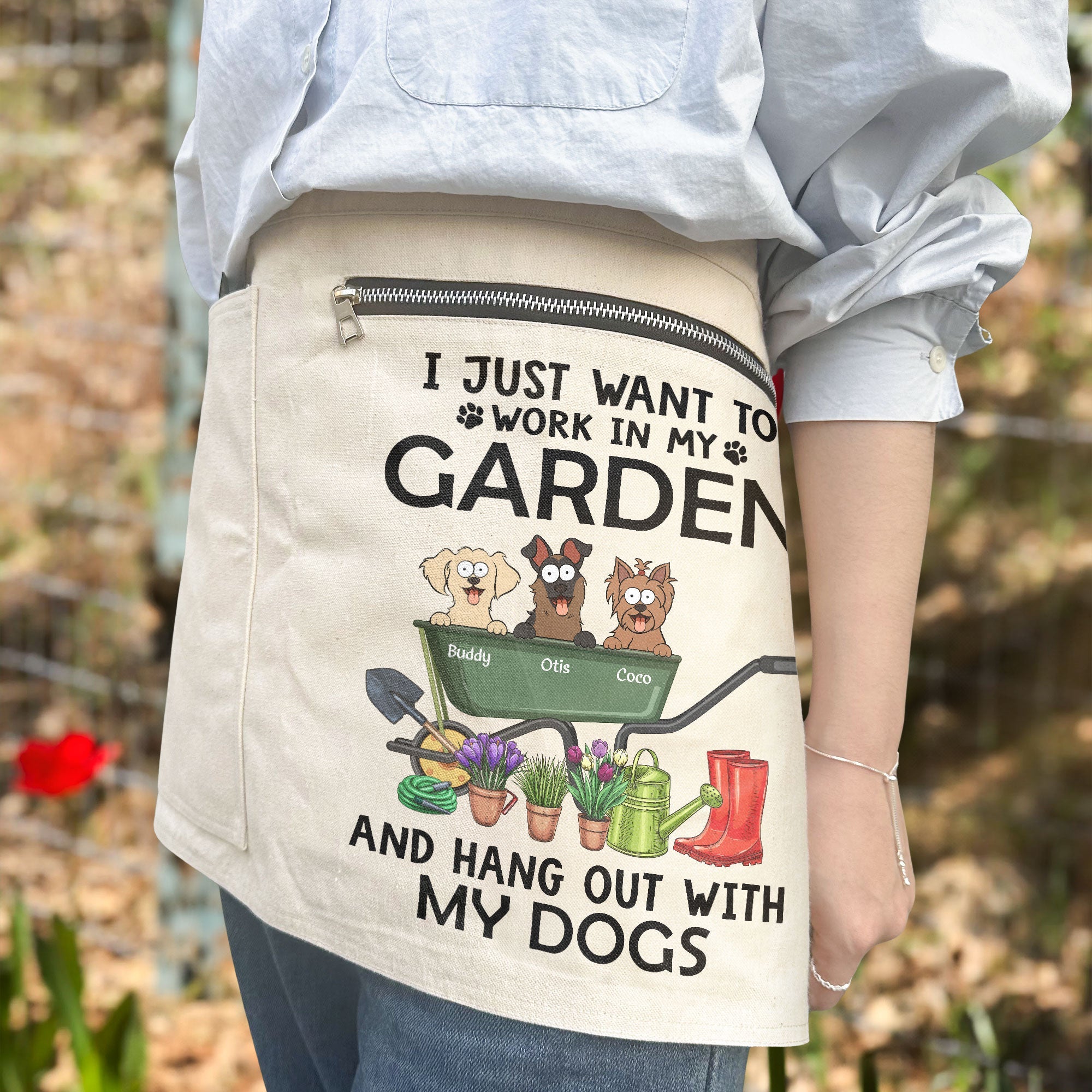 Work In Garden Hang Out With Dogs - Personalized Gardening Apron