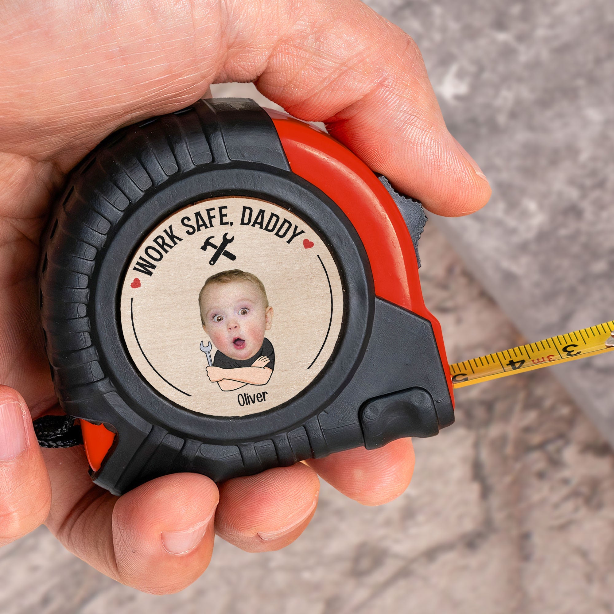 Work Safe, Daddy - Personalized Photo Tape Measure