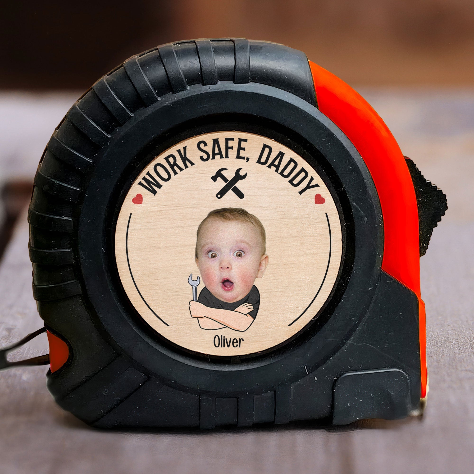 Work Safe, Daddy - Personalized Photo Tape Measure