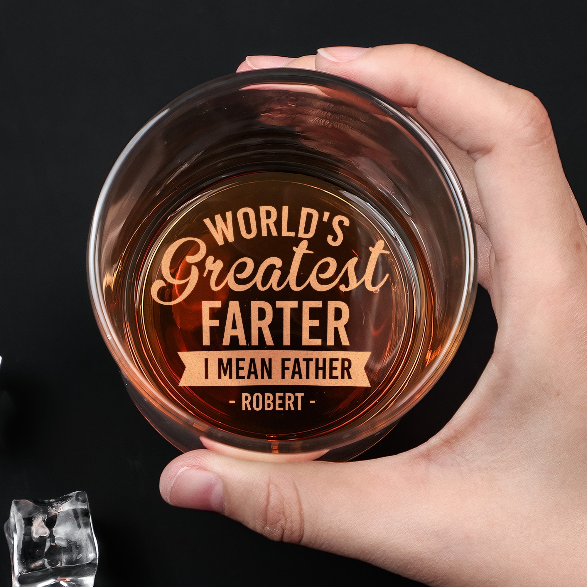 World's Best Farter I Mean Father - Personalized Engraved Whiskey Glass