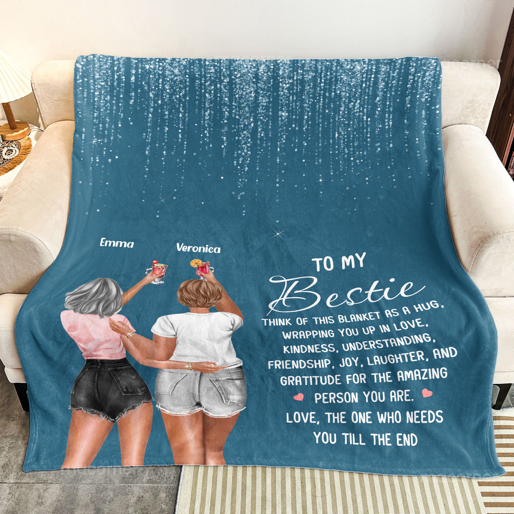 Wrapping You Up In Love, Kindness, Understanding, Friendship - Personalized Friend Blanket