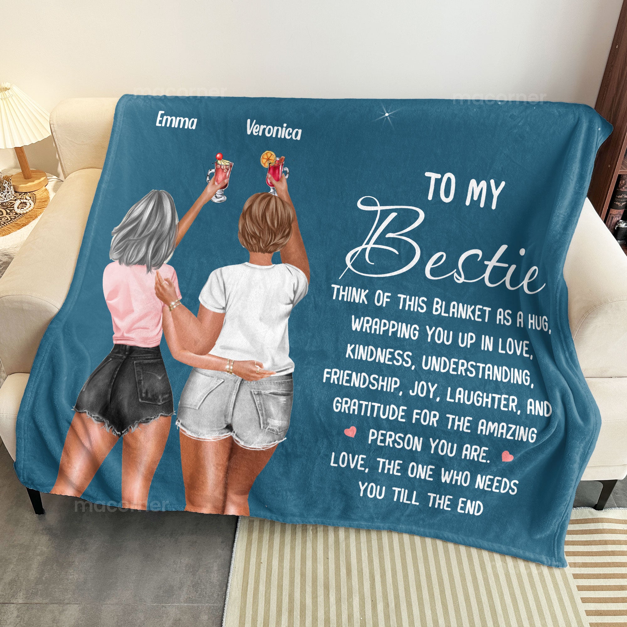 Wrapping You Up In Love, Kindness, Understanding, Friendship - Personalized Friend Blanket