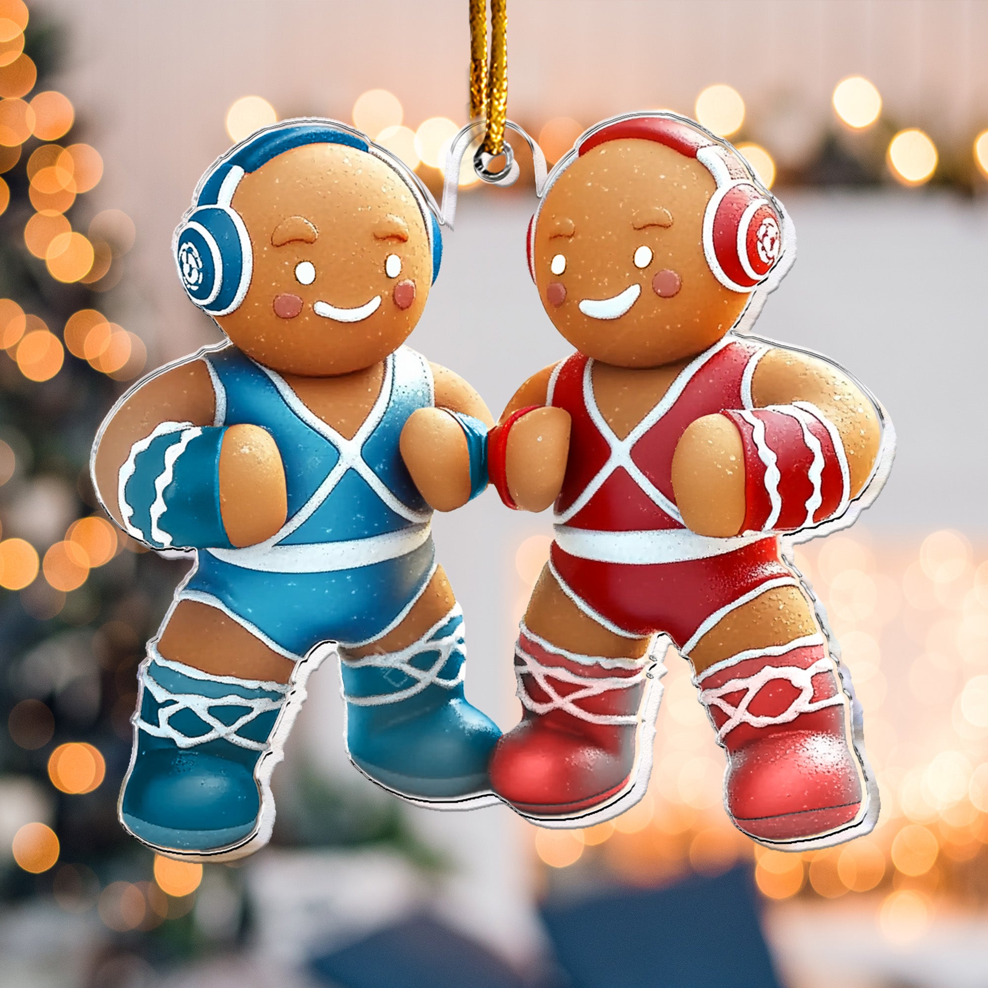 Wrestling Gingerbread Christmas Ornament - Flat Ornament - Personalized Acrylic Ornament