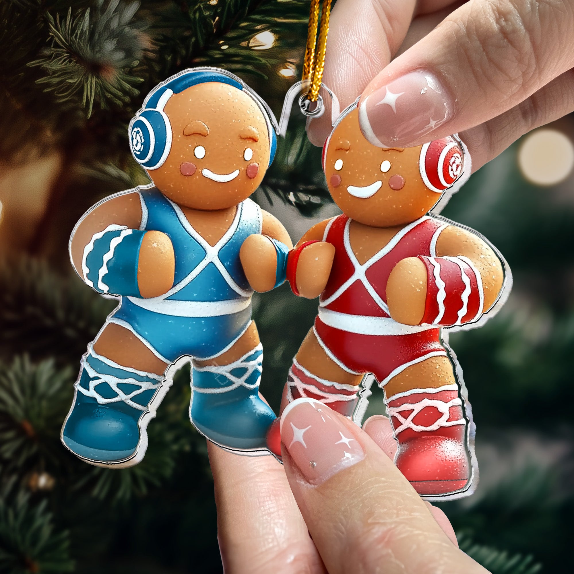 Wrestling Gingerbread Christmas Ornament - Flat Ornament - Personalized Acrylic Ornament