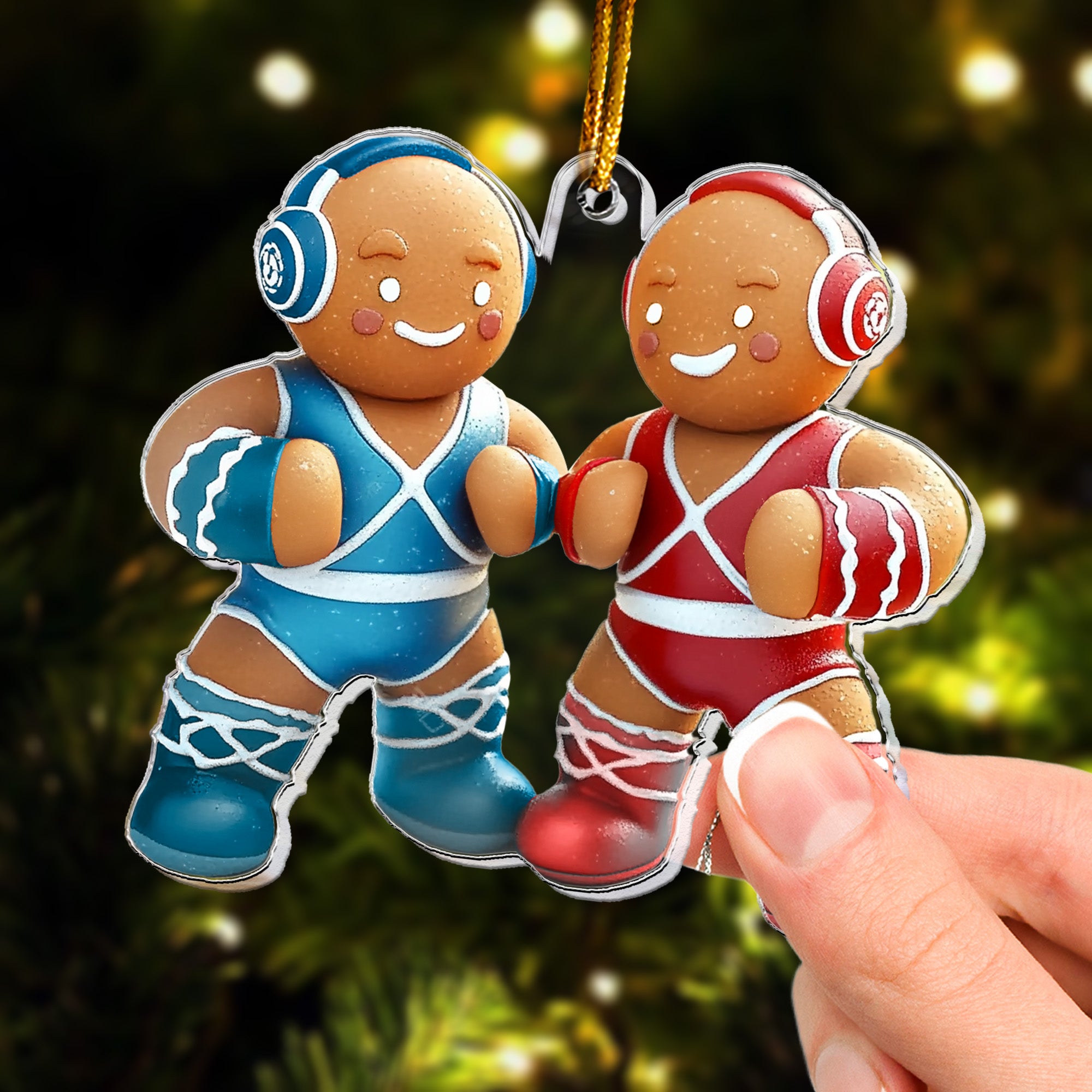 Wrestling Gingerbread Christmas Ornament - Flat Ornament - Personalized Acrylic Ornament