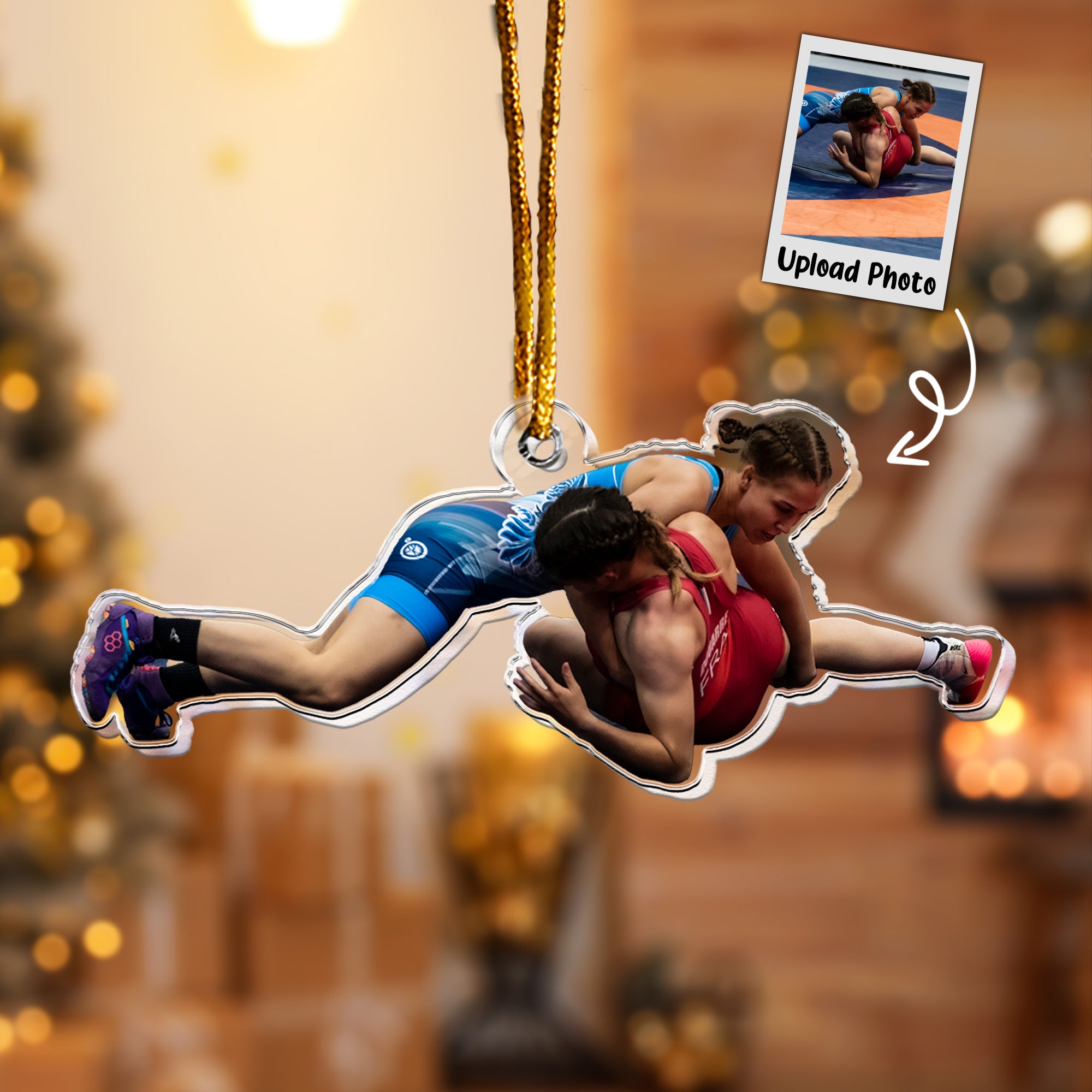 Wrestling Ornament Christmas Bauble - Personalized Acrylic Photo Ornament