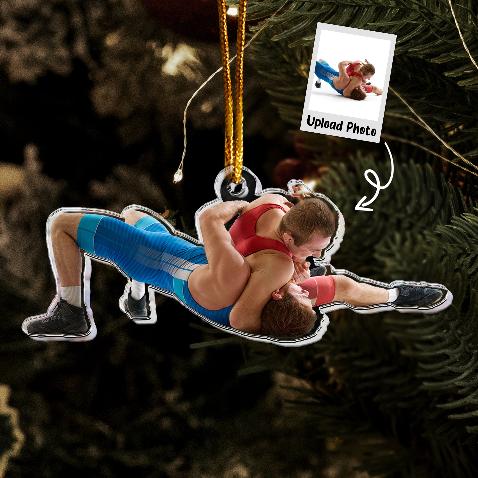 Wrestling Ornament Christmas Bauble - Personalized Acrylic Photo Ornament