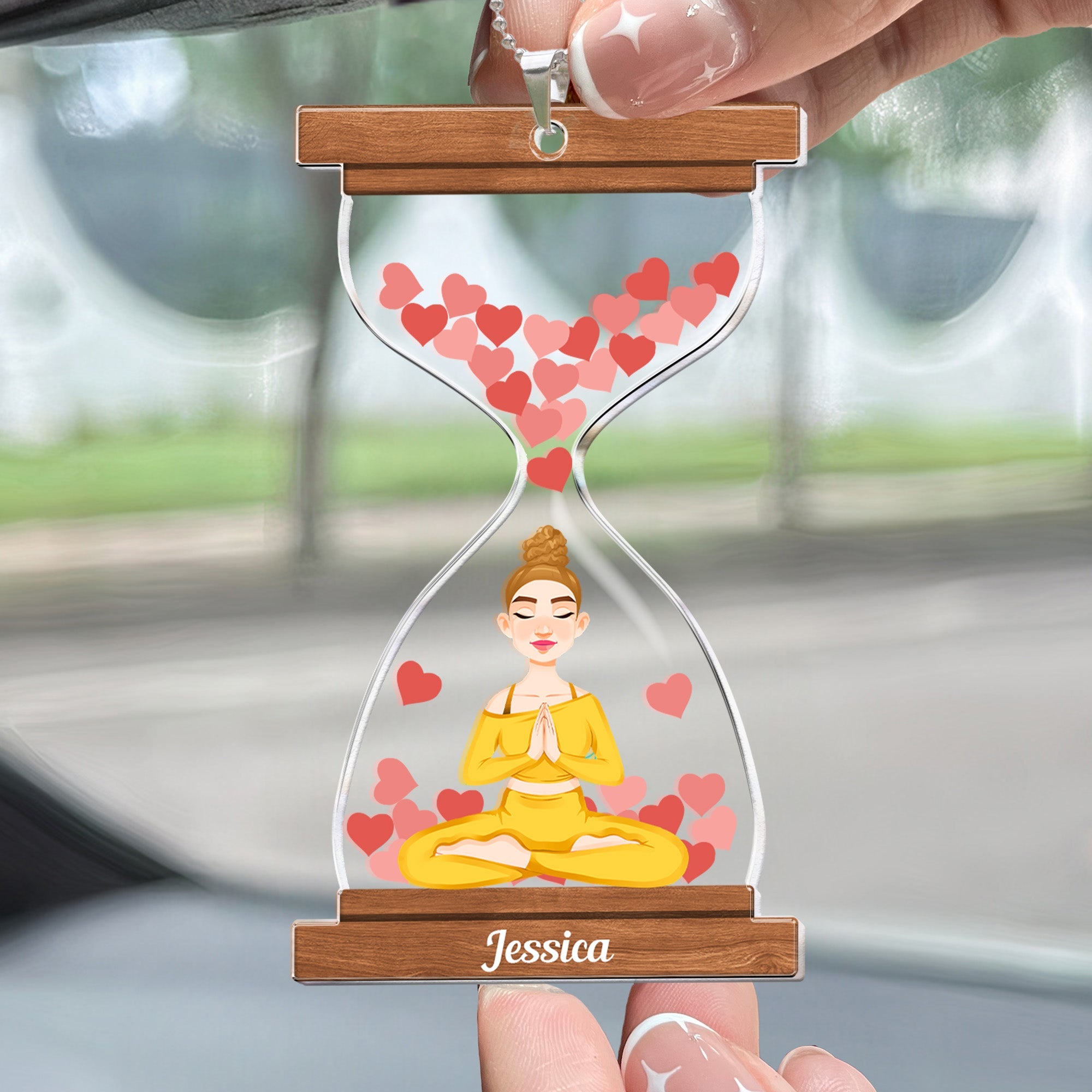 Yoga Hourglass - Personalized Rear View Mirror Accessory