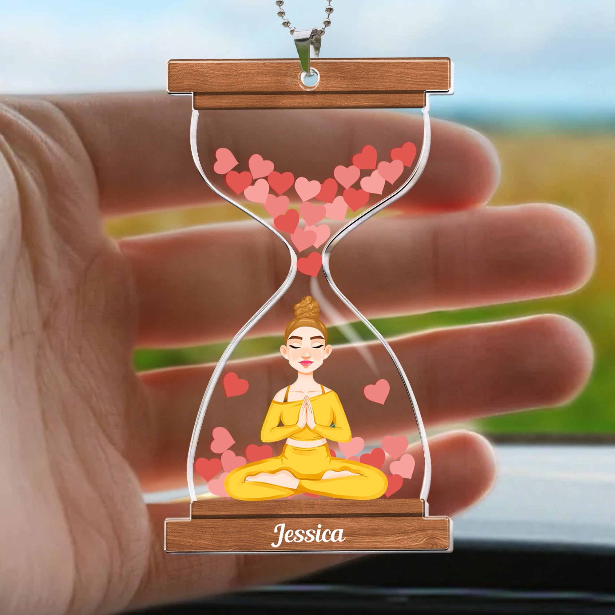 Yoga Hourglass - Personalized Rear View Mirror Accessory