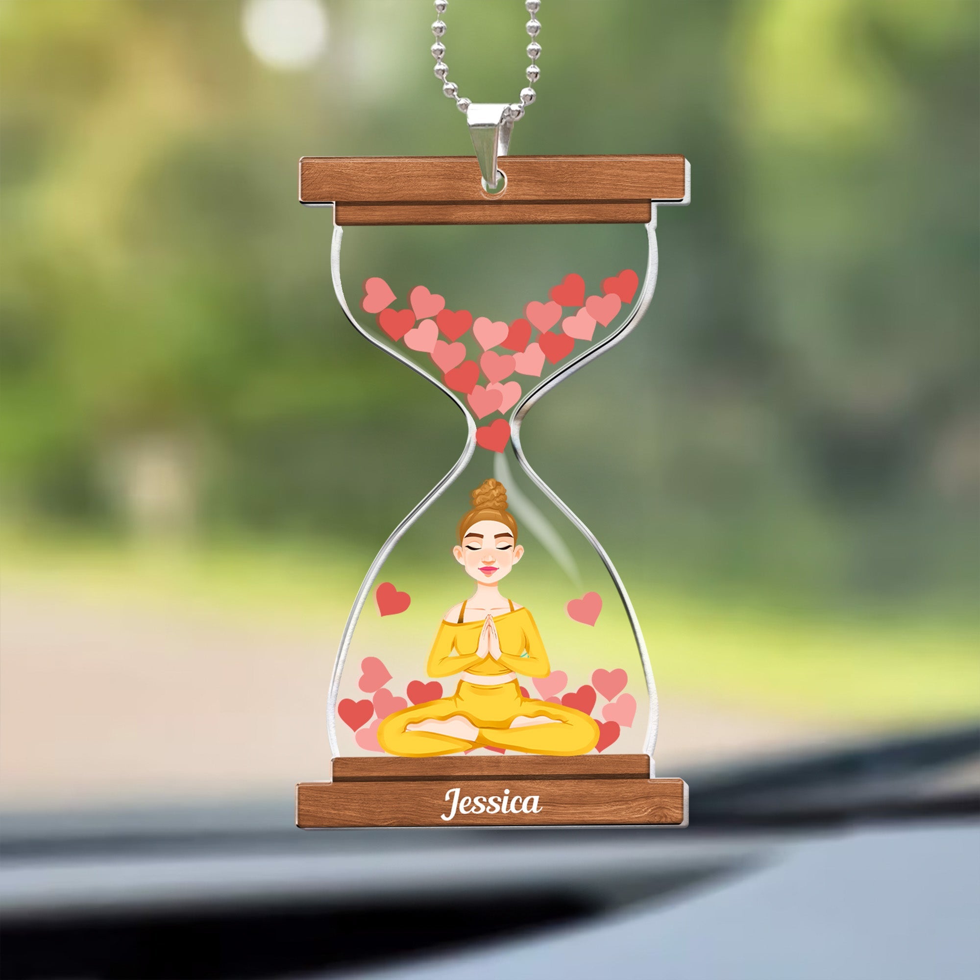 Yoga Hourglass - Personalized Rear View Mirror Accessory