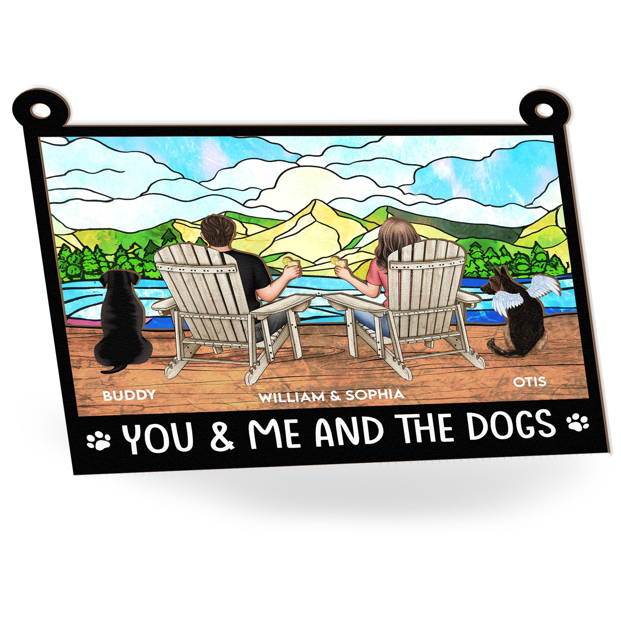 You And Me And The Dogs - Personalized Window Hanging Suncatcher Ornament