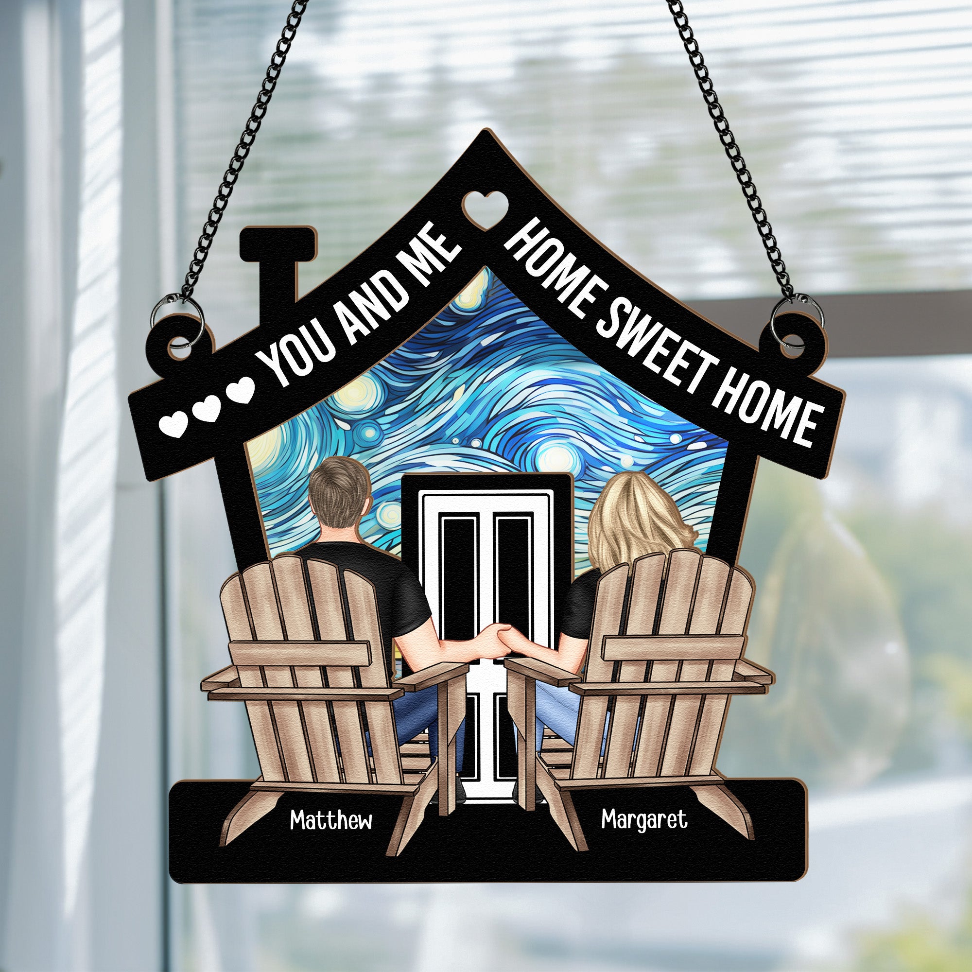 You And Me Home Sweet Home - Personalized Window Hanging Suncatcher Ornament