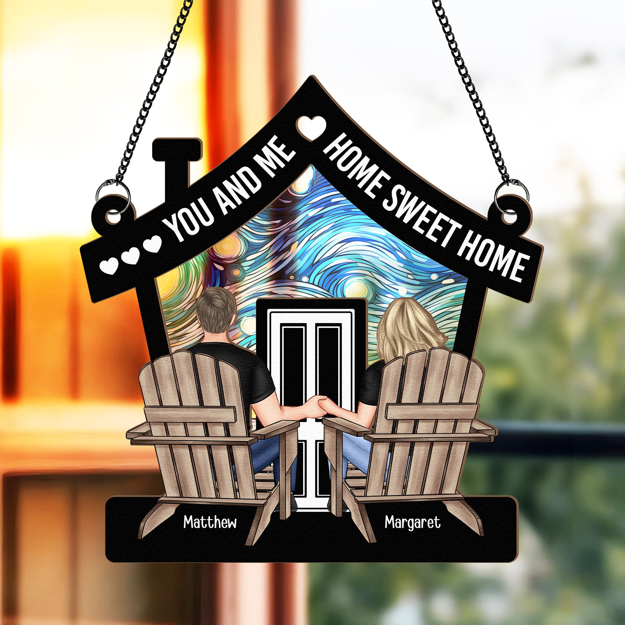 You And Me Home Sweet Home - Personalized Window Hanging Suncatcher Ornament