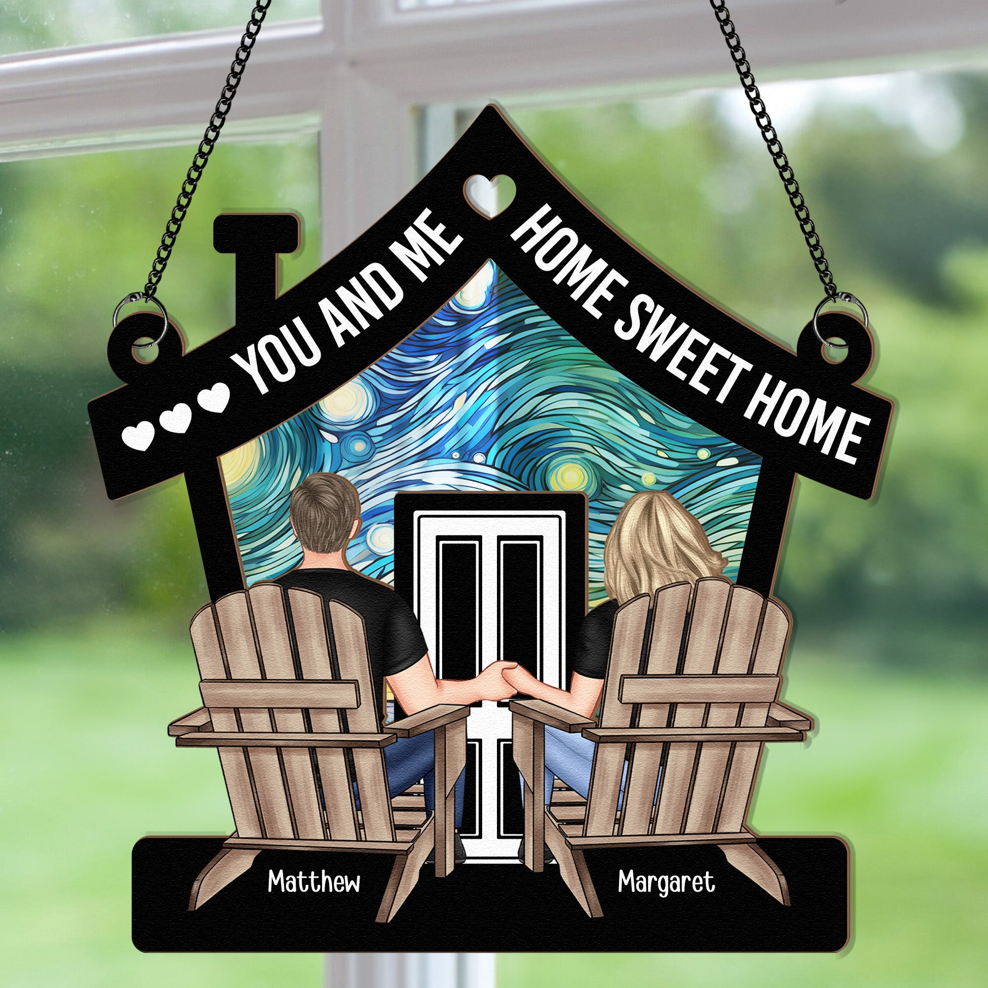 You And Me Home Sweet Home - Personalized Window Hanging Suncatcher Ornament