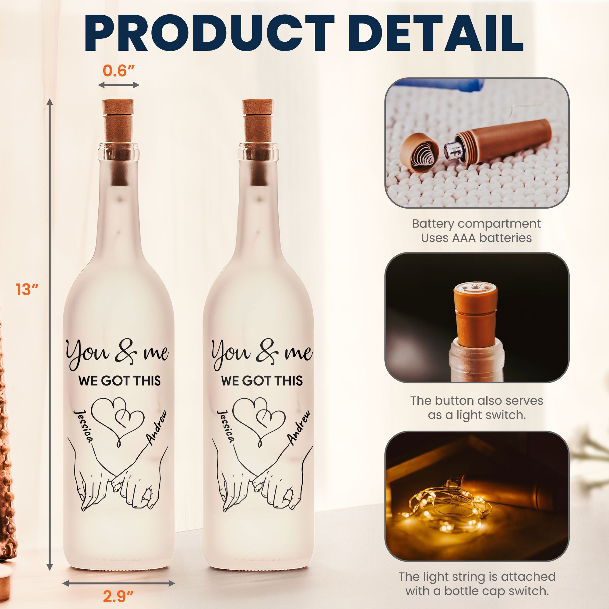 You And Me We Got This - Personalized Bottle Lamp