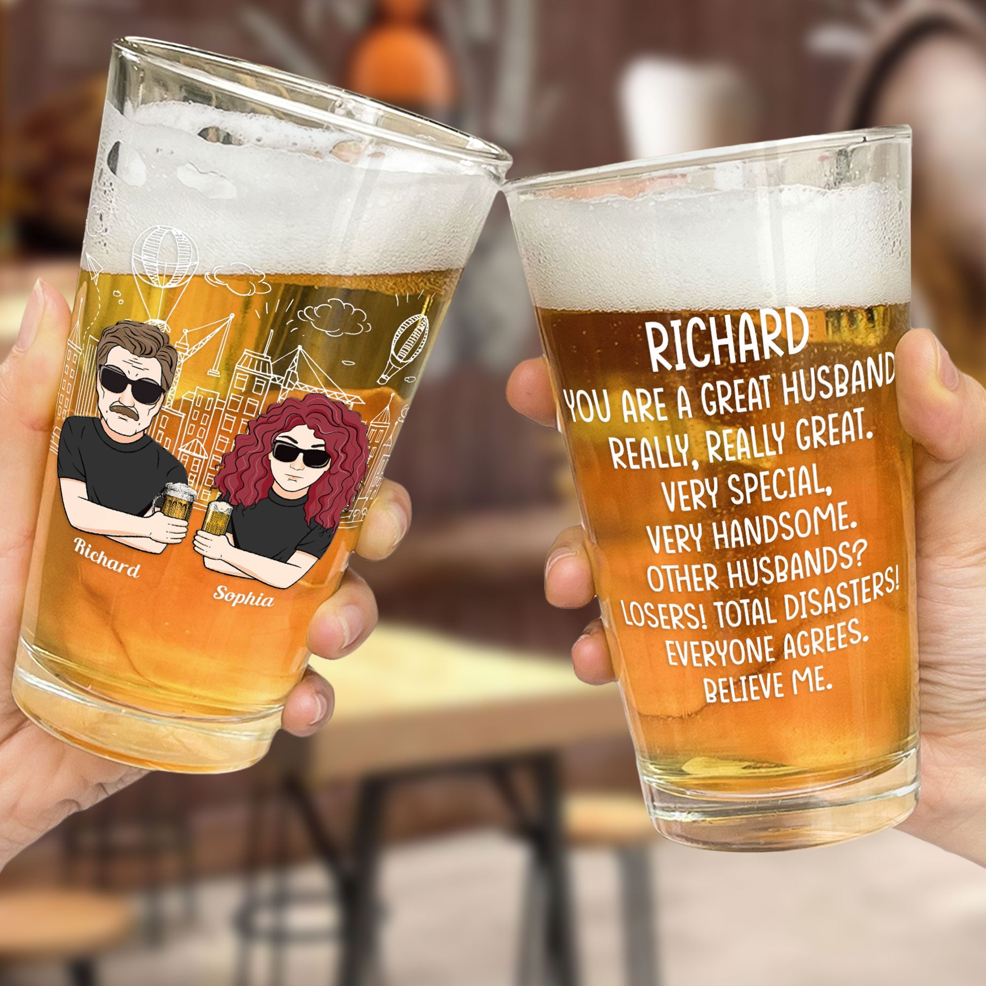 You Are A Great Husband - Personalized Beer Glass