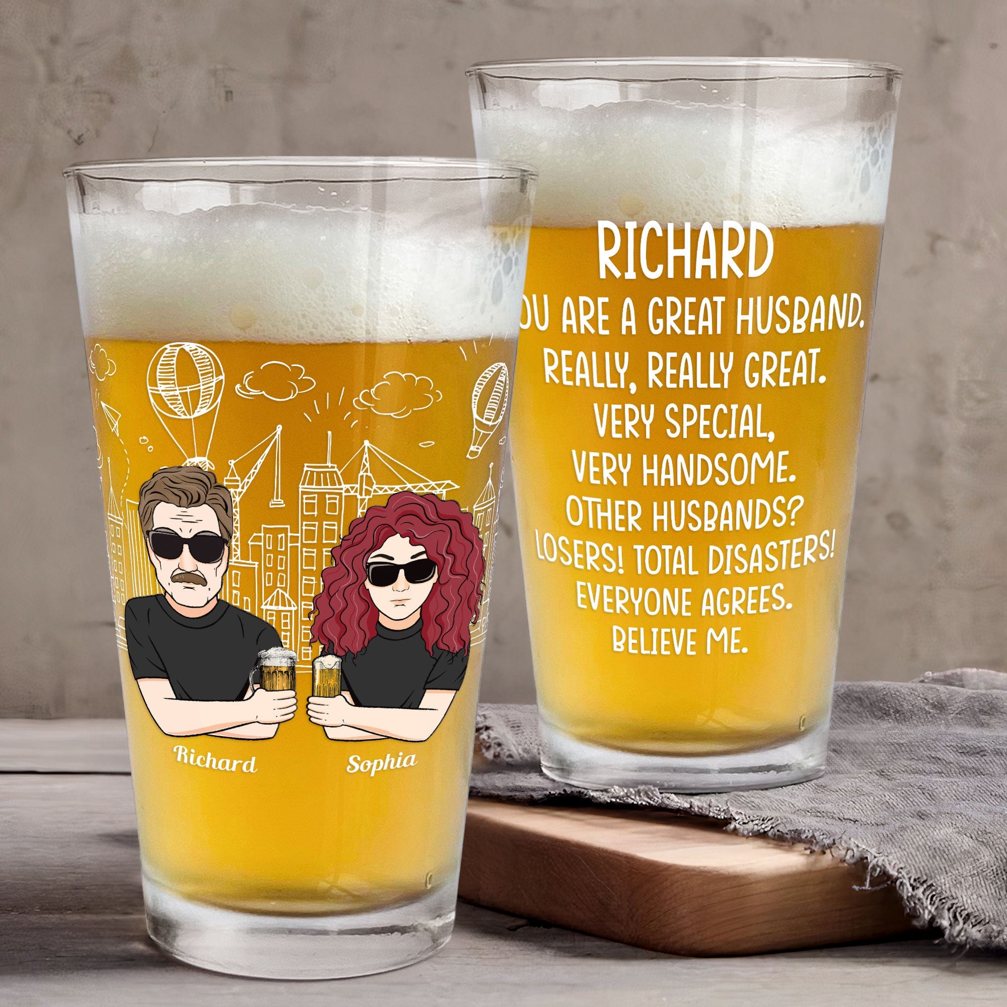 You Are A Great Husband - Personalized Beer Glass