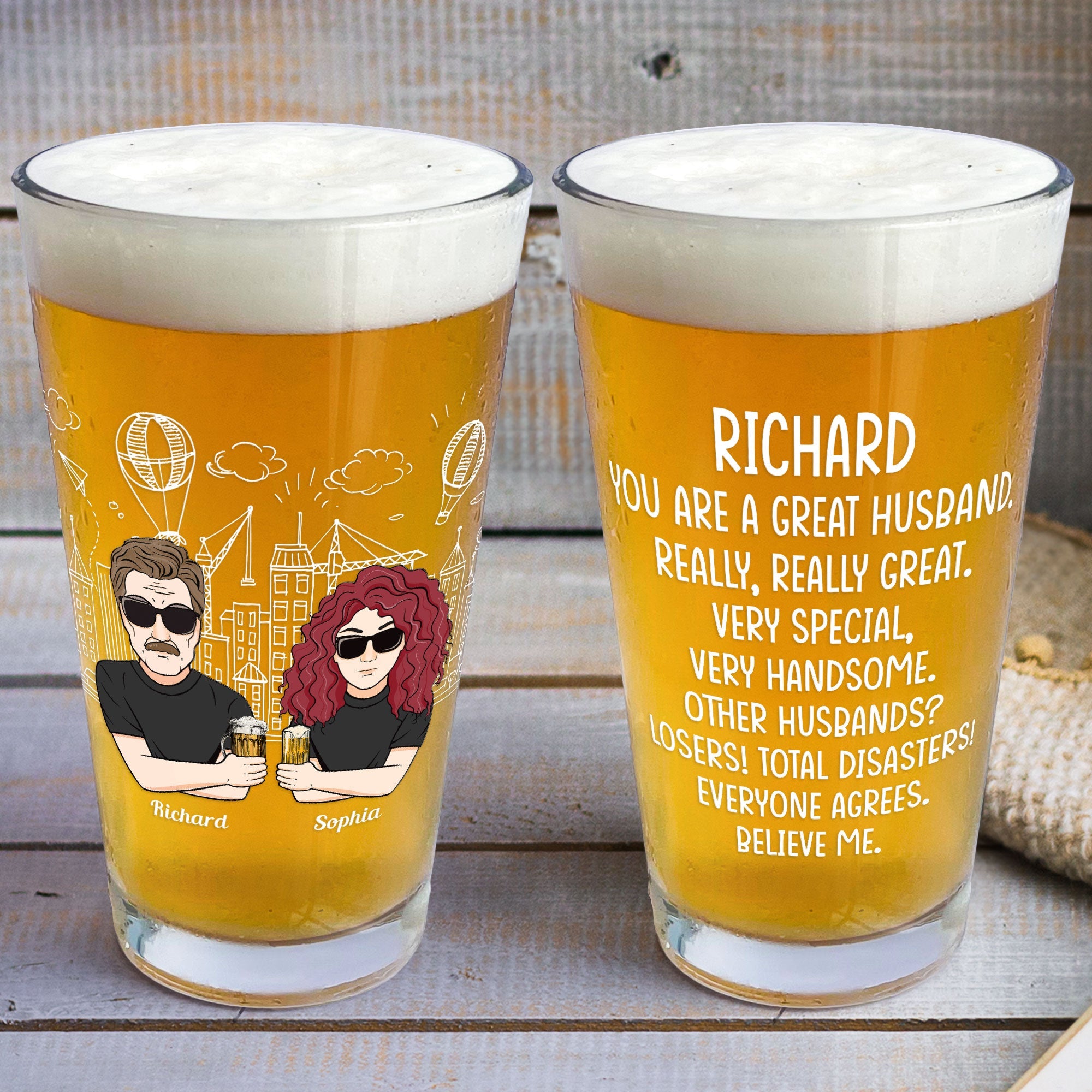 You Are A Great Husband - Personalized Beer Glass