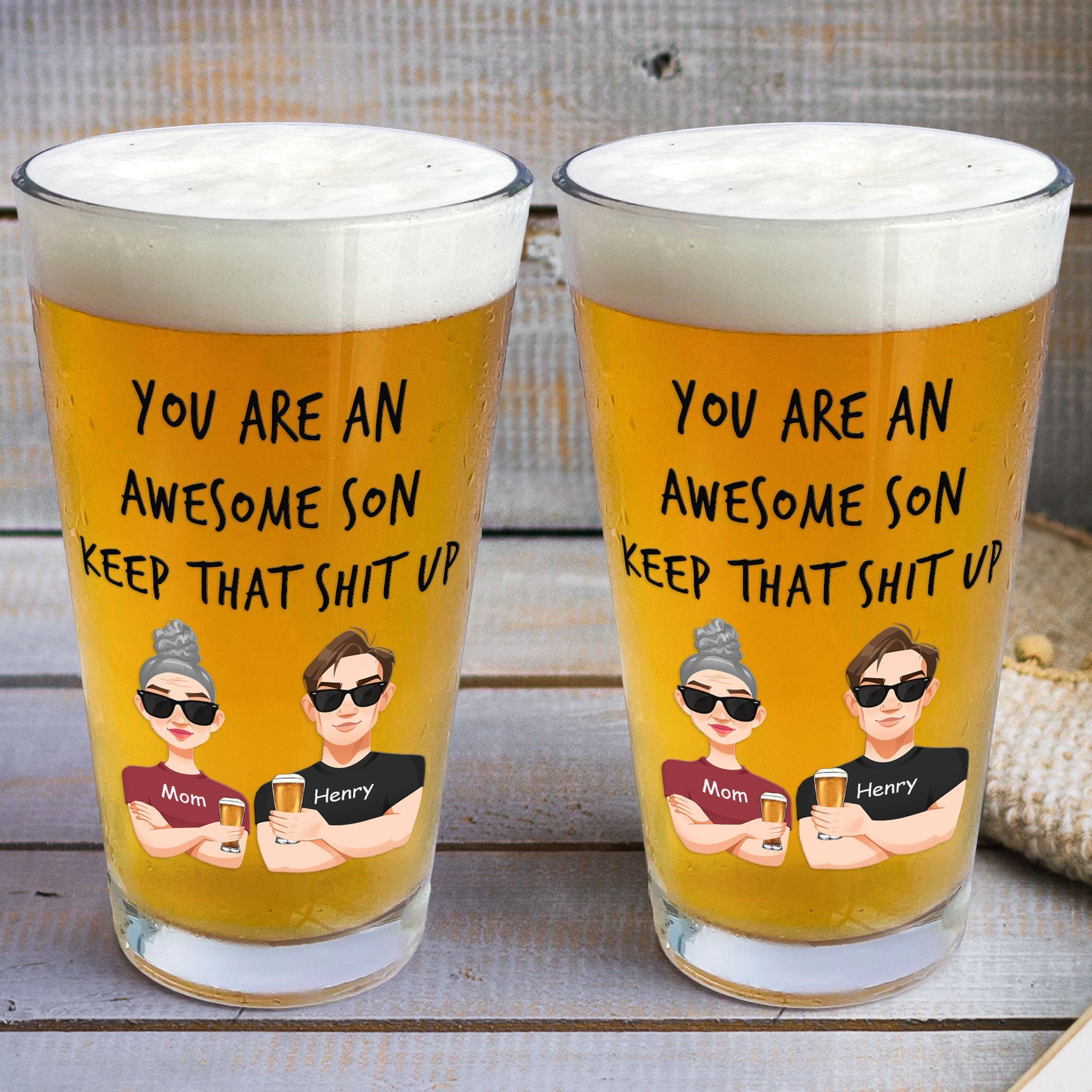 You Are An Awesome Son - Personalized Beer Glass