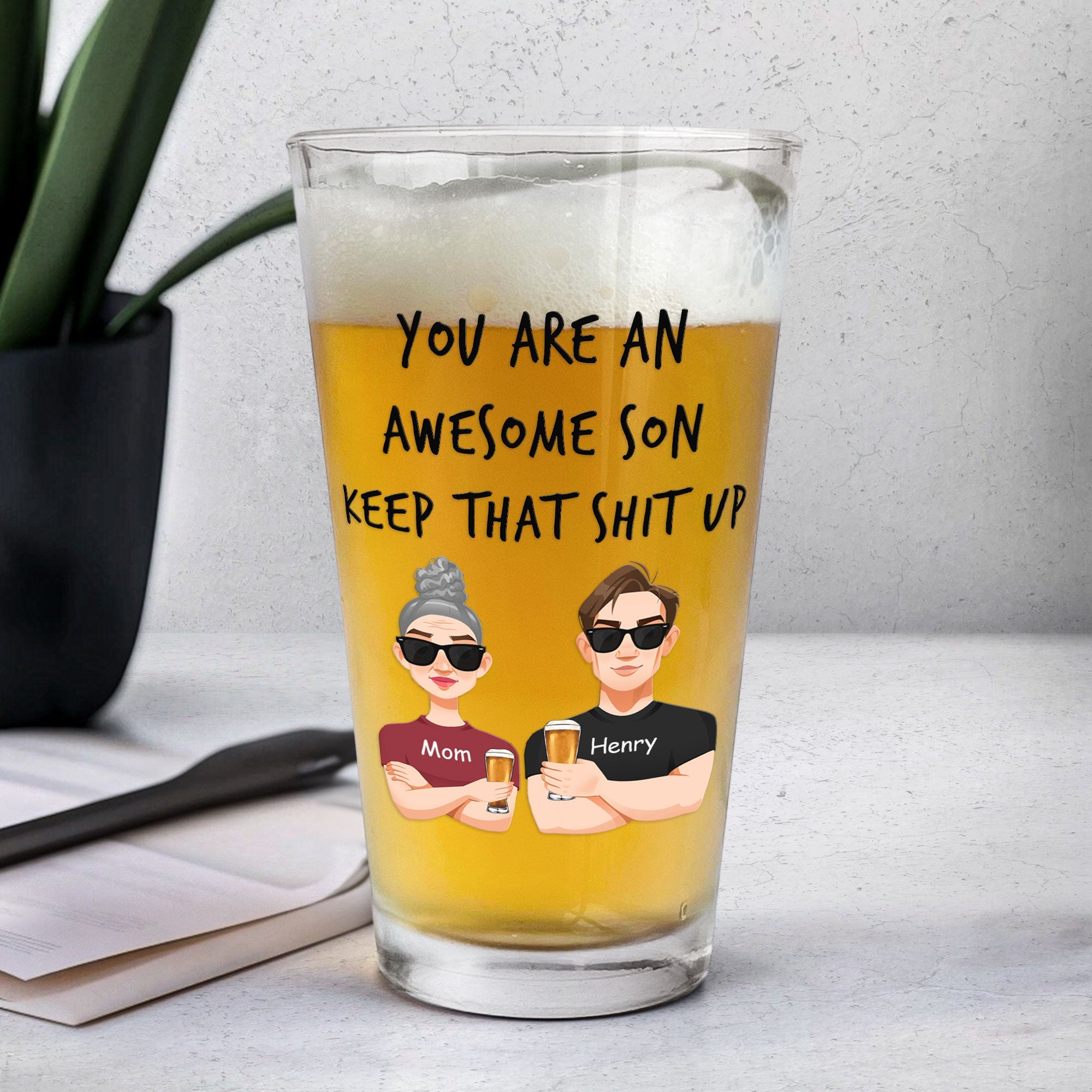 You Are An Awesome Son - Personalized Beer Glass