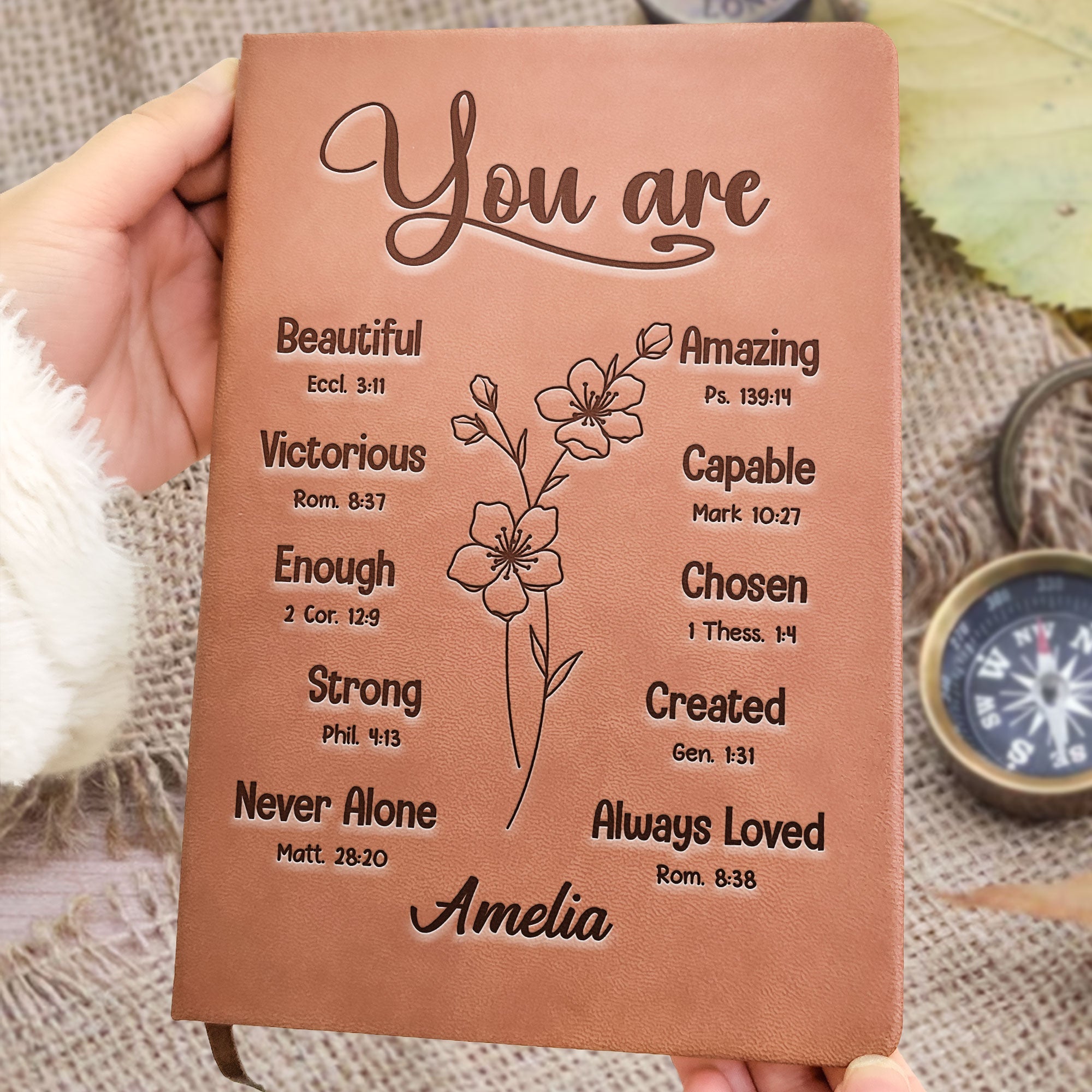 You Are Bible Verse Christian Gift For Women - Personalized Leather Journal