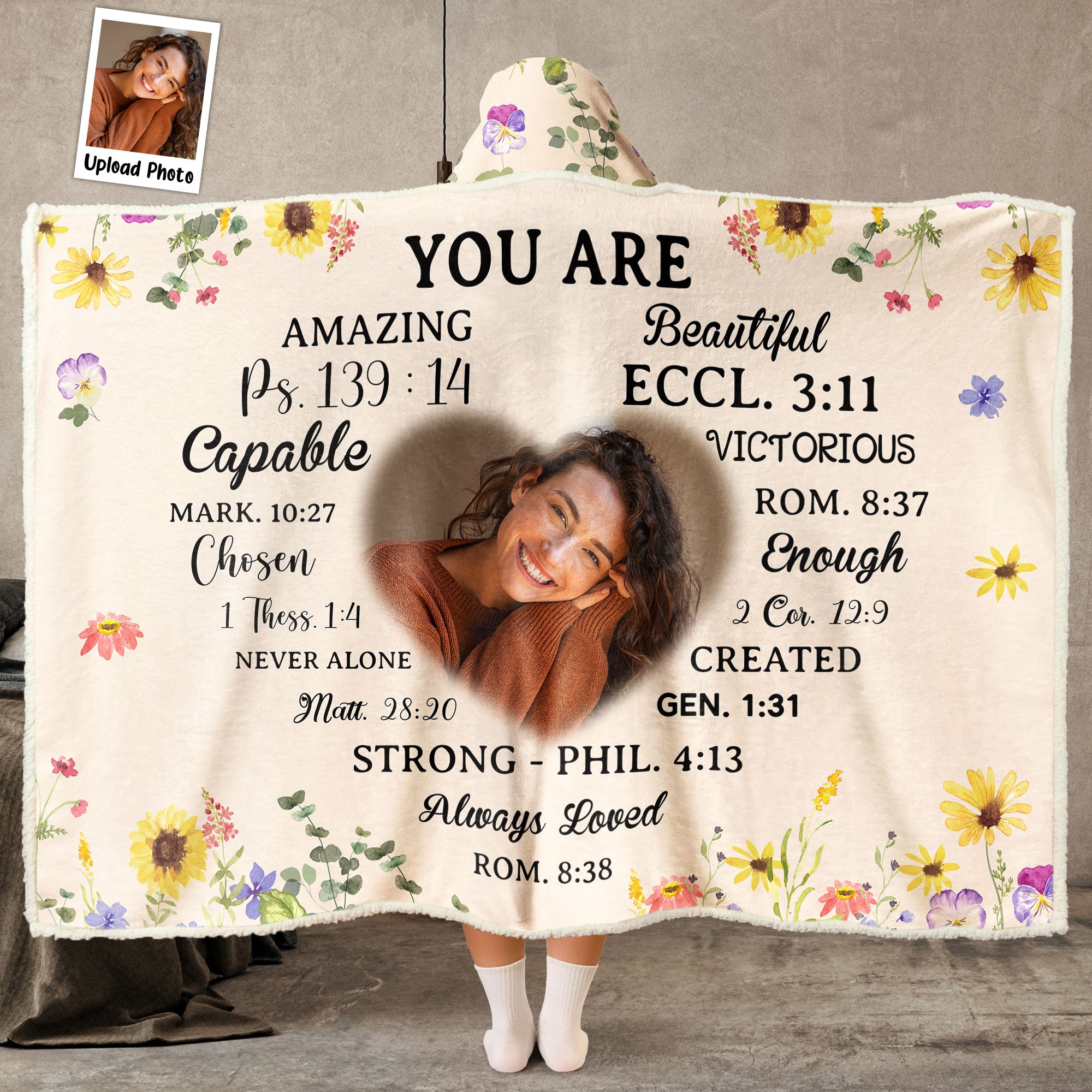 You Are Loved Affirmation - Personalized Photo Wearable Blanket Hoodie